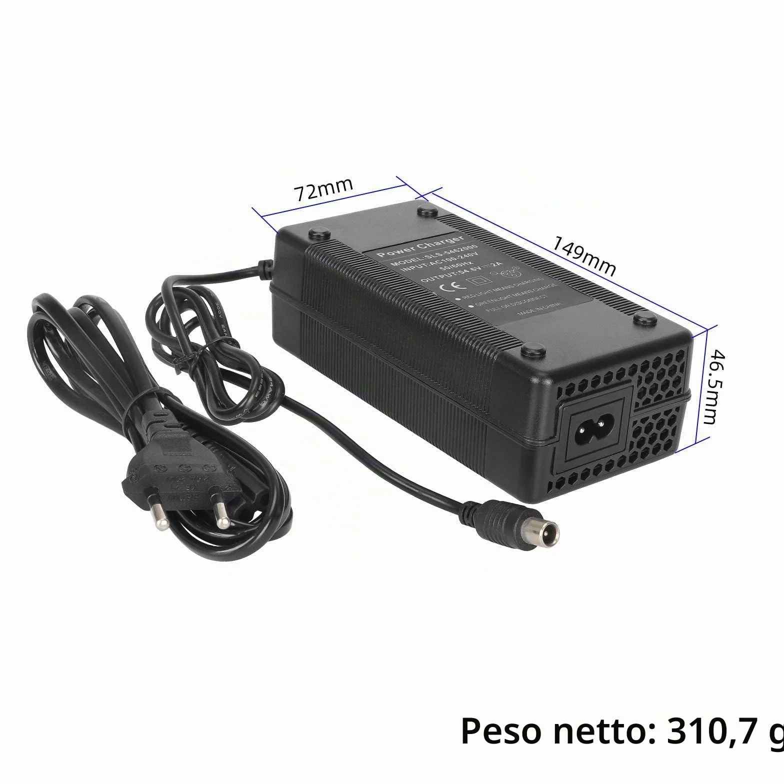 Caricatore 54,6 V 2 A per ENGWE EP-2Pro/Engine Pro bicicletta elettrica scooter 48 V batteria agli ioni di litio ricarica rapida spegnimento automatico
