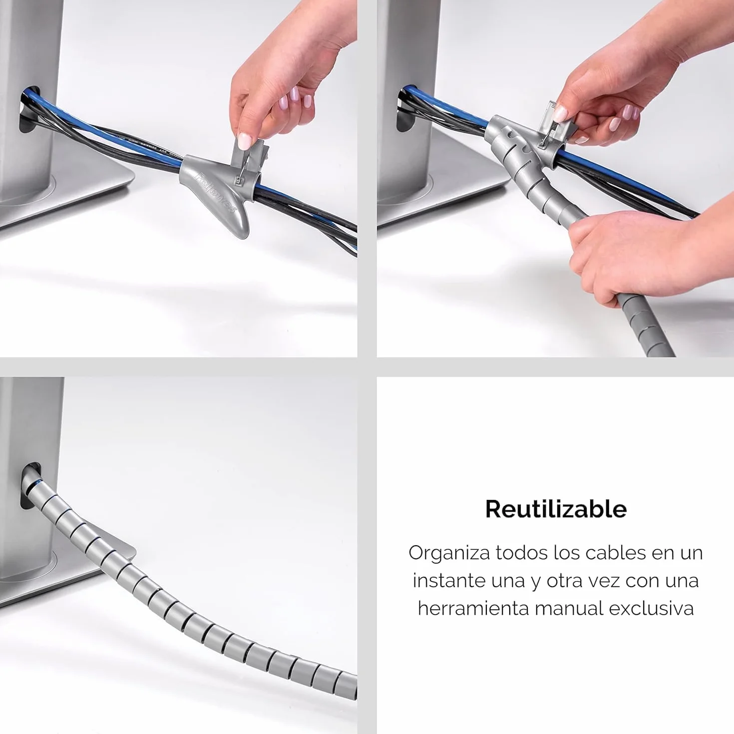 Spirale Avvolgi Cavo Flessibile, 1,5M Ø18mm Guaina per Cavi Flessibile, Raccogli Fili Raccogli Spiralato, con Fermaglio Guidafilo per Organizzare Cavi Di Tv, Computer, Home Theatre 9368012