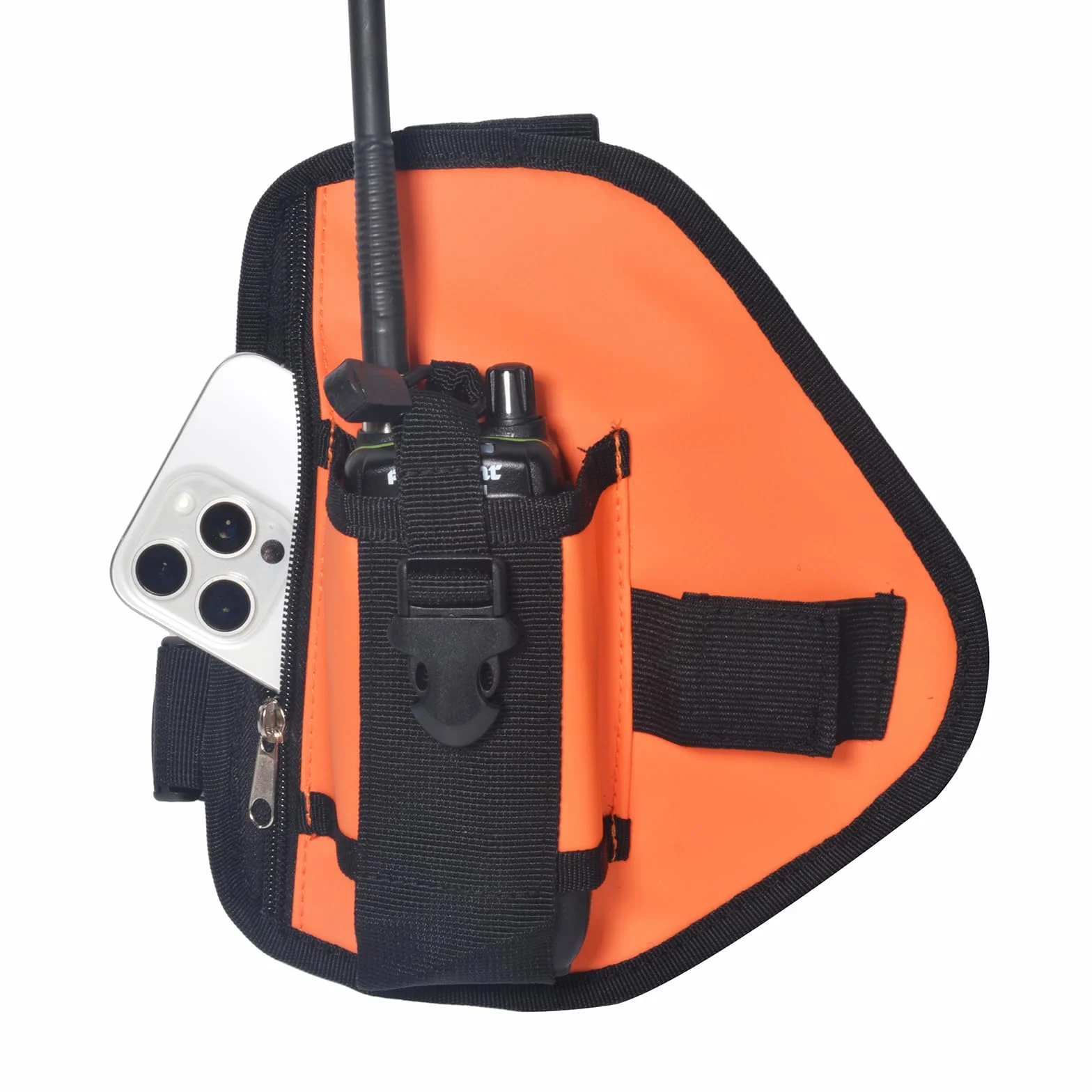 UAYESOK Pettorina per walkie talkie, tasca porta radio, universale, portatile, con cinturino in nylon regolabile, per radio bidirezionale Motorola Baofeng Icom Midland President, Arancione, Modernità