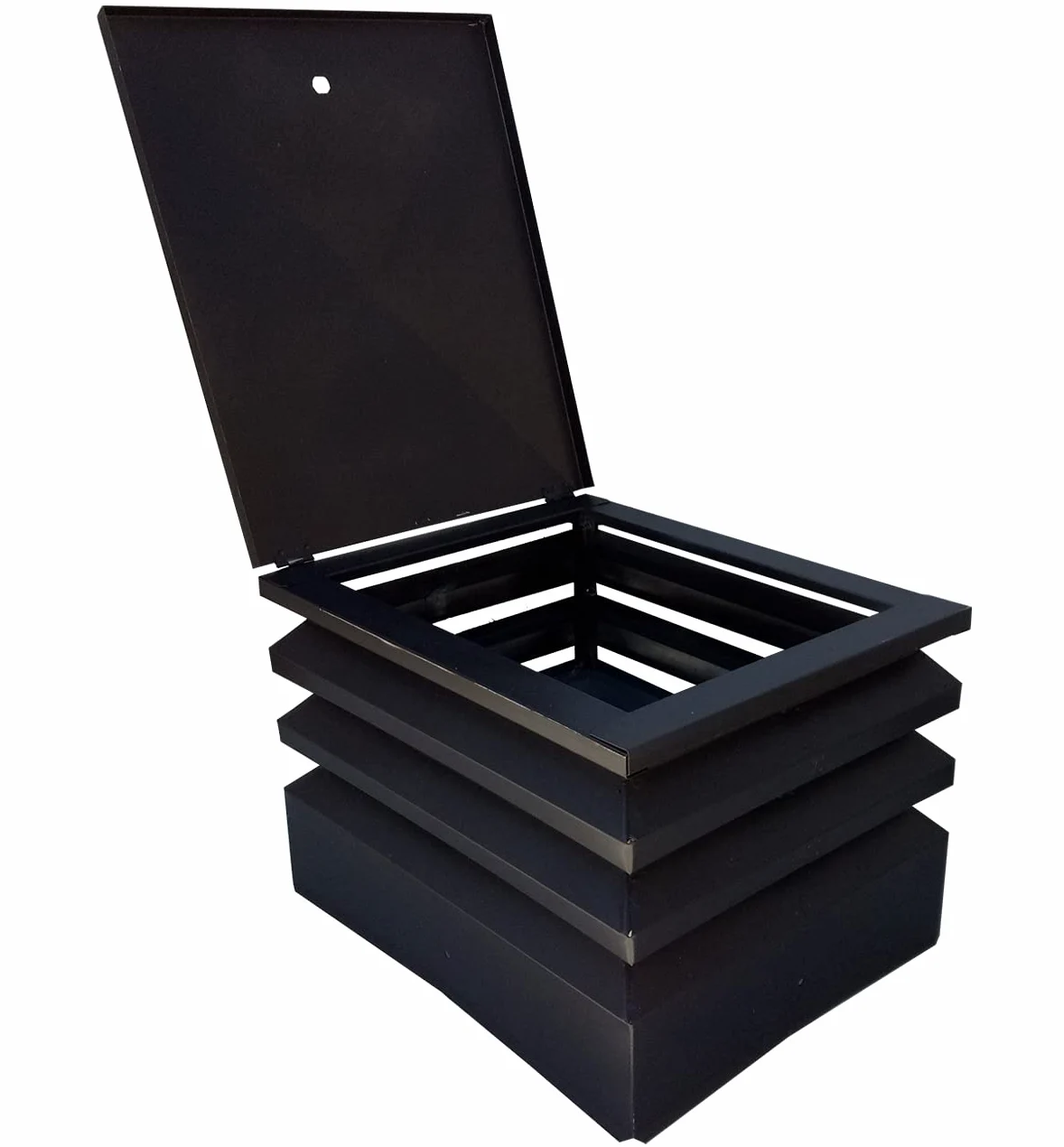 Comignolo grigio antivento antipioggia base rettangolare 6/10 fumaiolo x camino e canna fumaria (32 x 42 cm)