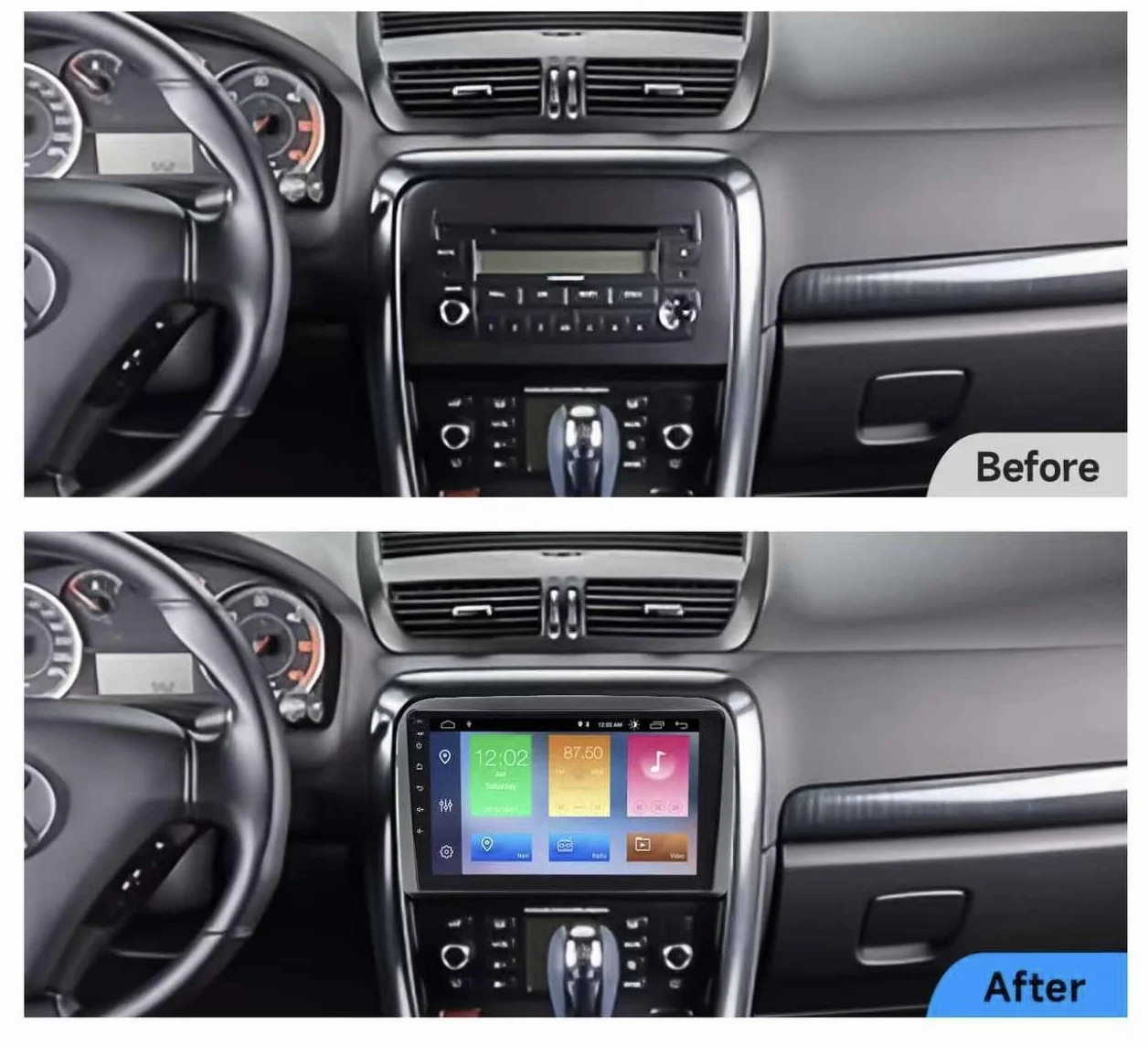 Autoradio Android 9 Pollici per Fiat Croma | CarPlay & Android Auto, Navigatore GPS, Bluetooth, WiFi, Schermo Touch HD, 4GB RAM + 32GB ROM 2005-2012