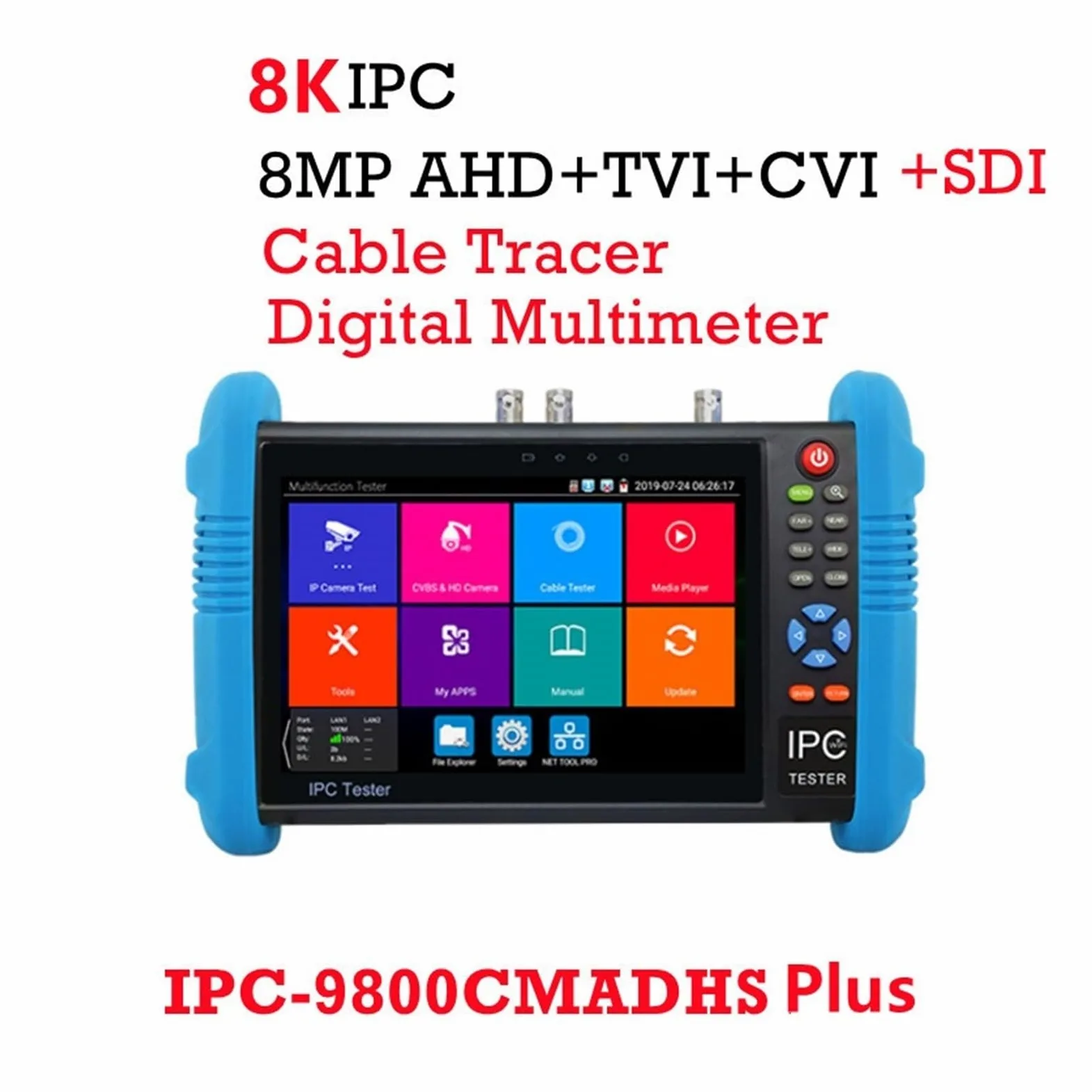 Tester per telecamere IP, Tester IPC 8K IPC9800PRO 7 "Telecamera CCTV 8MP AHD CVI TVI H.265 Tester Telecamera IP PTZ Tester For Cavi Ingresso VGA Tester CCTV Corpo piccolo, portatile e più facile da t