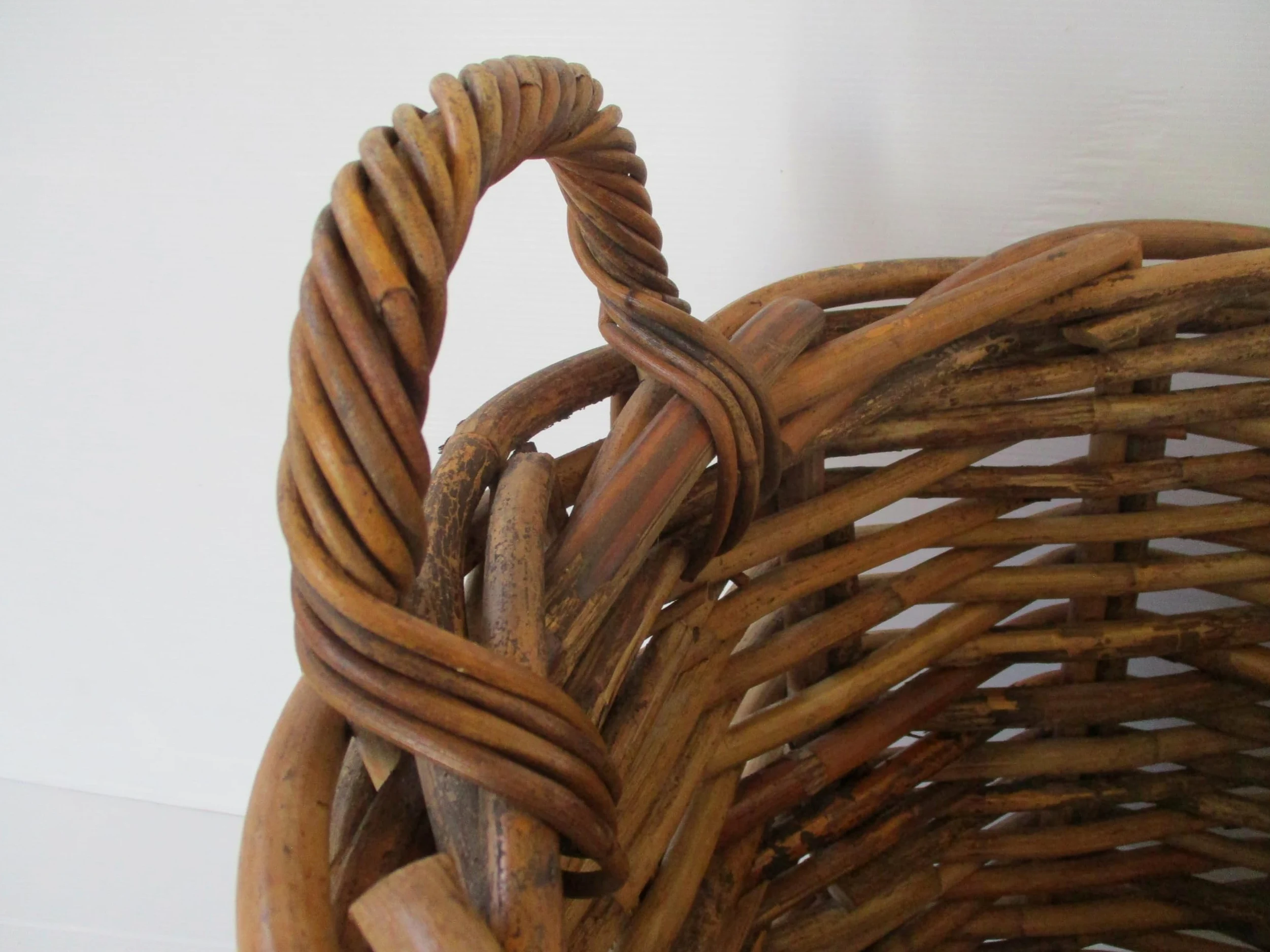 cesto vimini porta legna cm 63x52x40 H conmanici cm 47 intreccio in rattan robustissimo portalegna porta biancheria ovale
