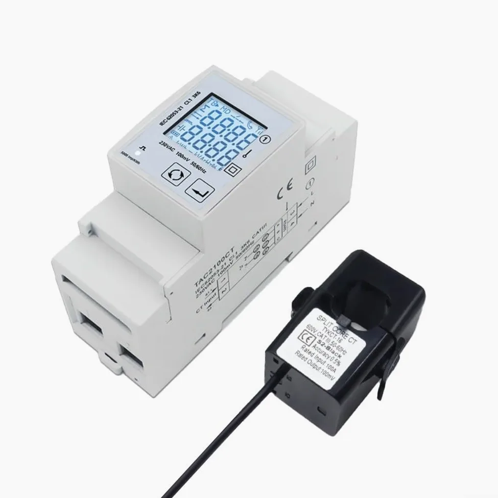 Contatore di corrente su guida DIN monofase RS485 contatore di energia | RS485 Comunicazione, monofase, esterno per ct, monitoraggio solare PV, dati in tempo reale