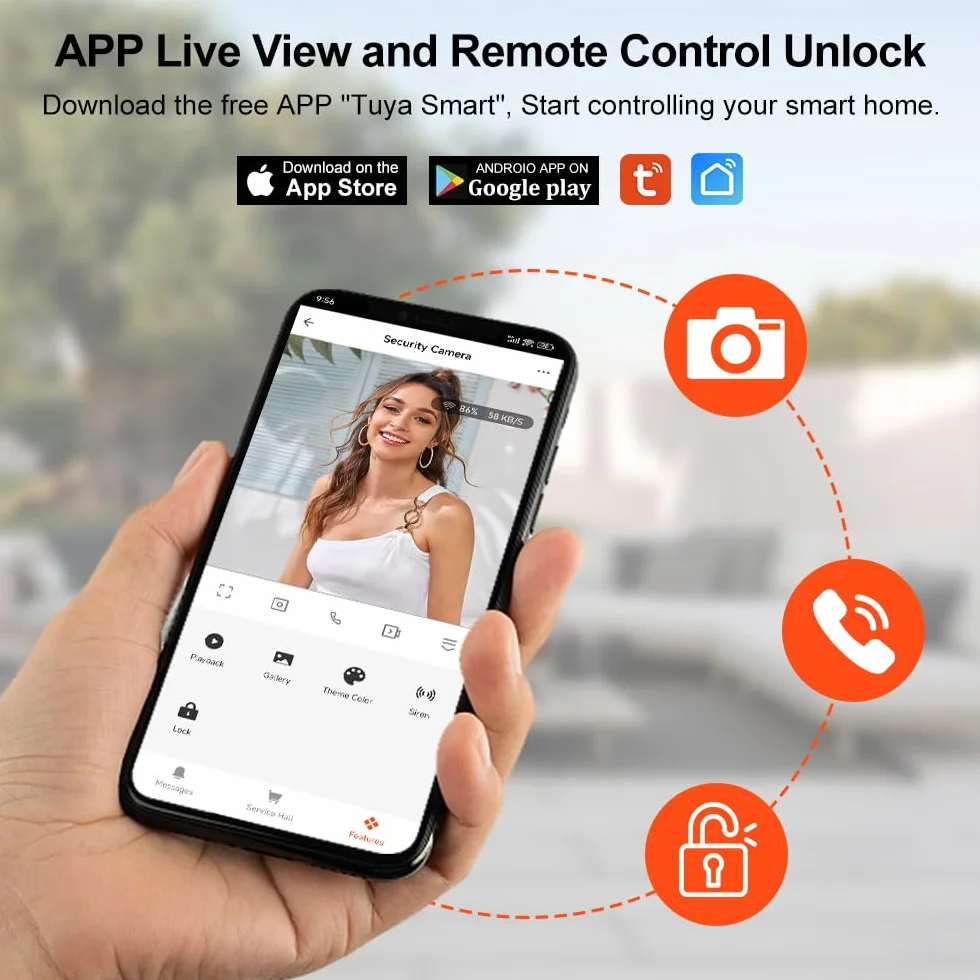 Sistema di Interfono Video per Casa WiFi 1080P HD con Telecamera Videocitofono da 7 Pollici, Schermo IPS, con 2 Monitor, Visione Notturna IR, Registrazione, Audio Bidirezionale, APP Tuya