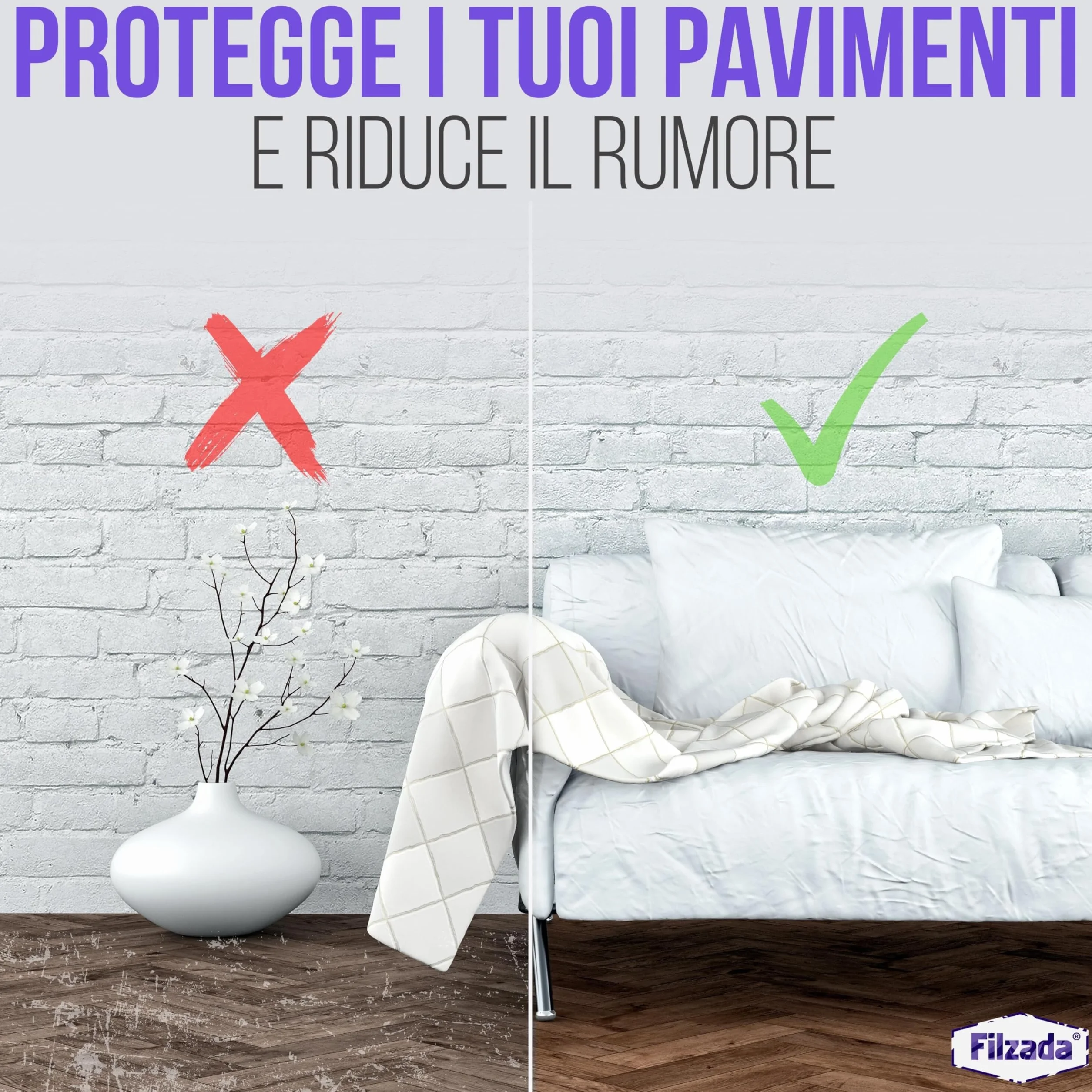 Piedini per mobili autoadesivo in Teflon 70 x 19 mm - Scivoli per mobili PTFE 8 pezzi