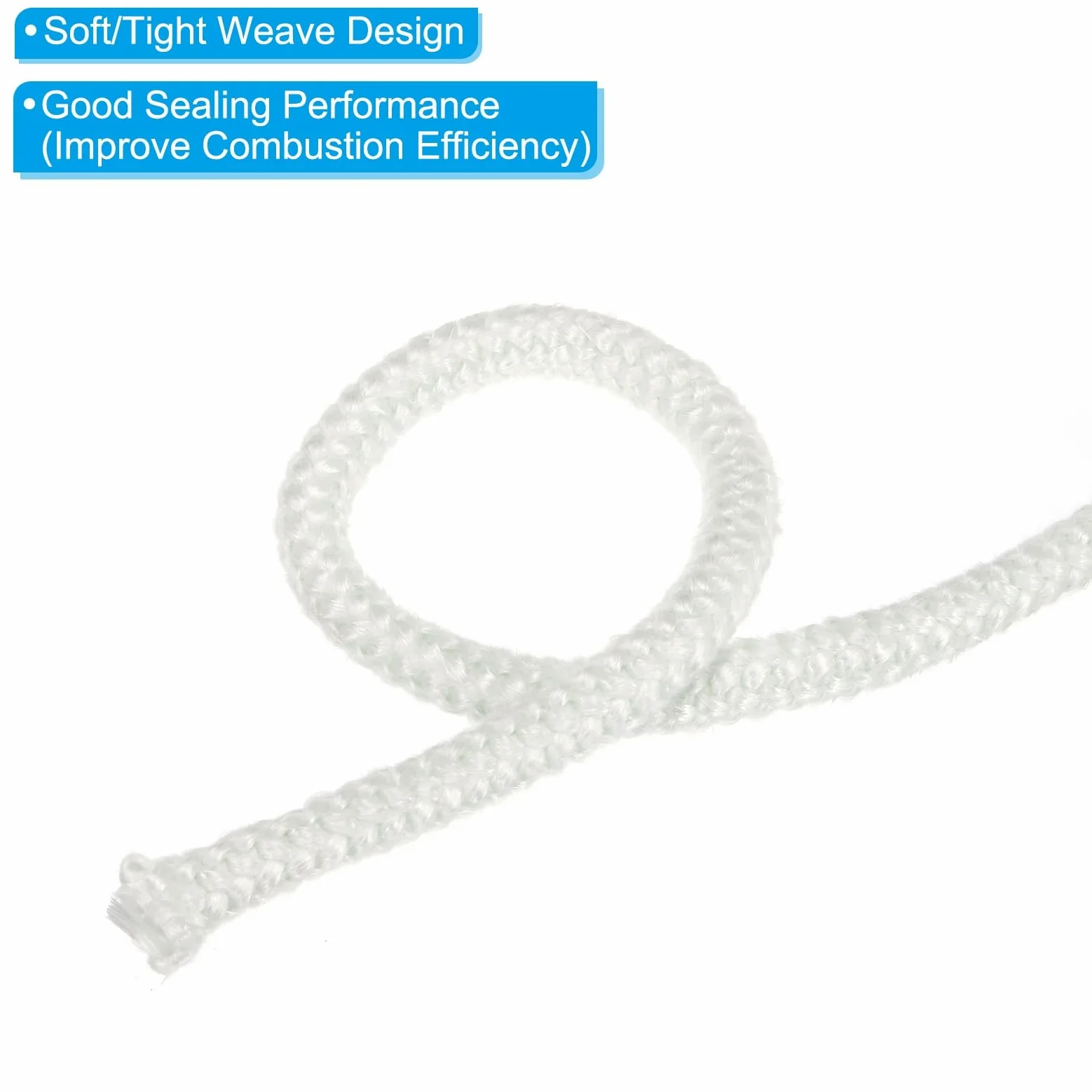 PATIKIL Guarnizione Per Stufa 16mm x 2.5 Metri, 2Pcs Cordone Rotondo In Fibre Di Vetro Resistente Ad Alte Temperature Per Stufe Porte Di Camini, Bianco