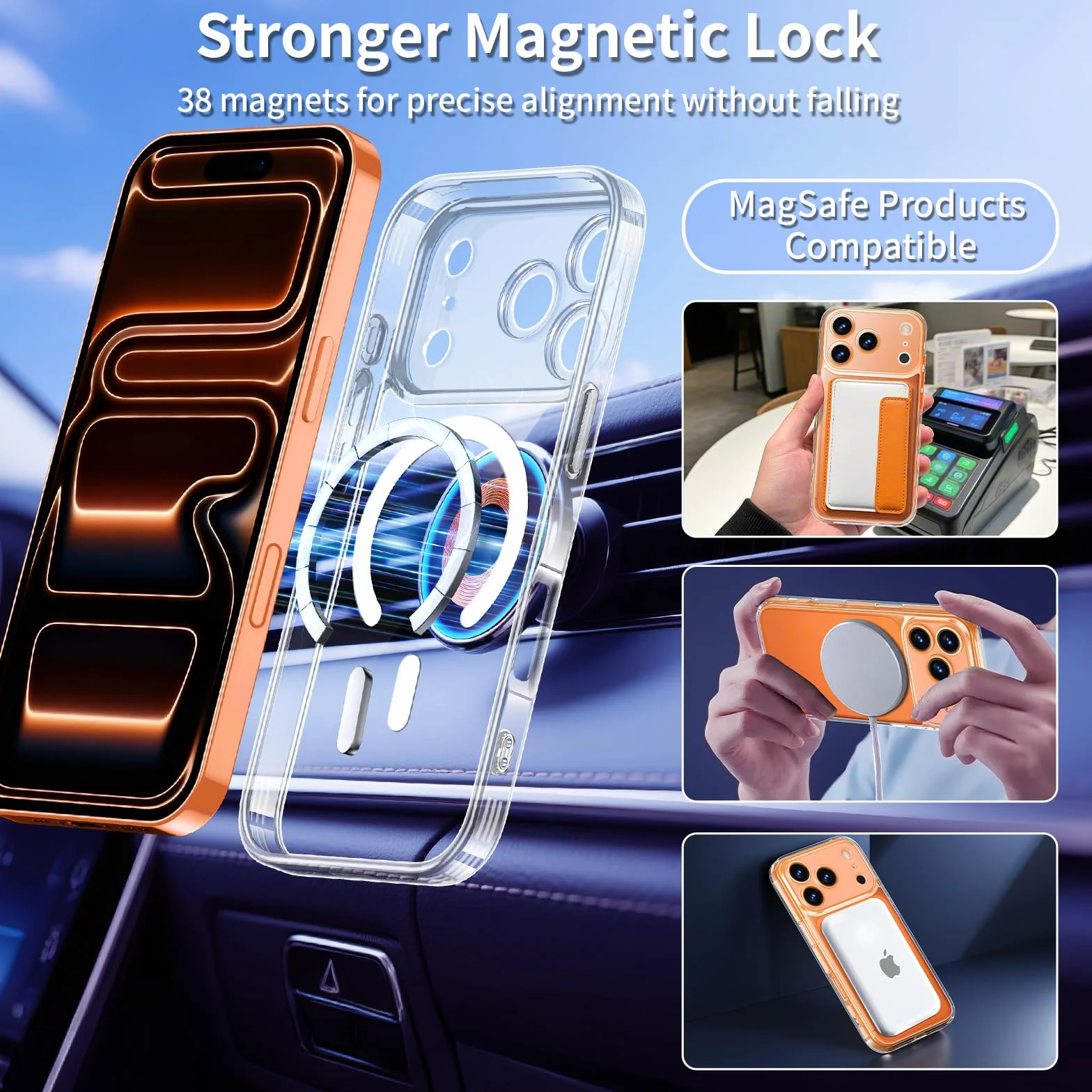 Yohii 3 in 1 Magnetica Cover per iPhone 17 Pro con 2 Pezzi Vetro Temperato [Protezione Fotocamera] Compatibile con Mag-Safe, Custodia Antiurto di Livello Militare, Trasparente