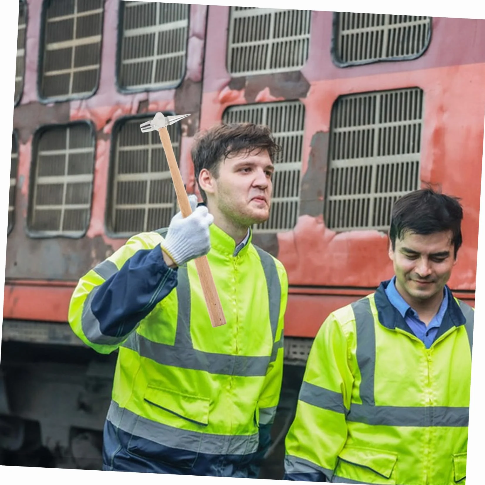 Zerodeko Martello per Ispezione Ferroviaria e Navale Piccolo, Leggero, Punta Affilata, Manico Ergonomico Legno Acciaio