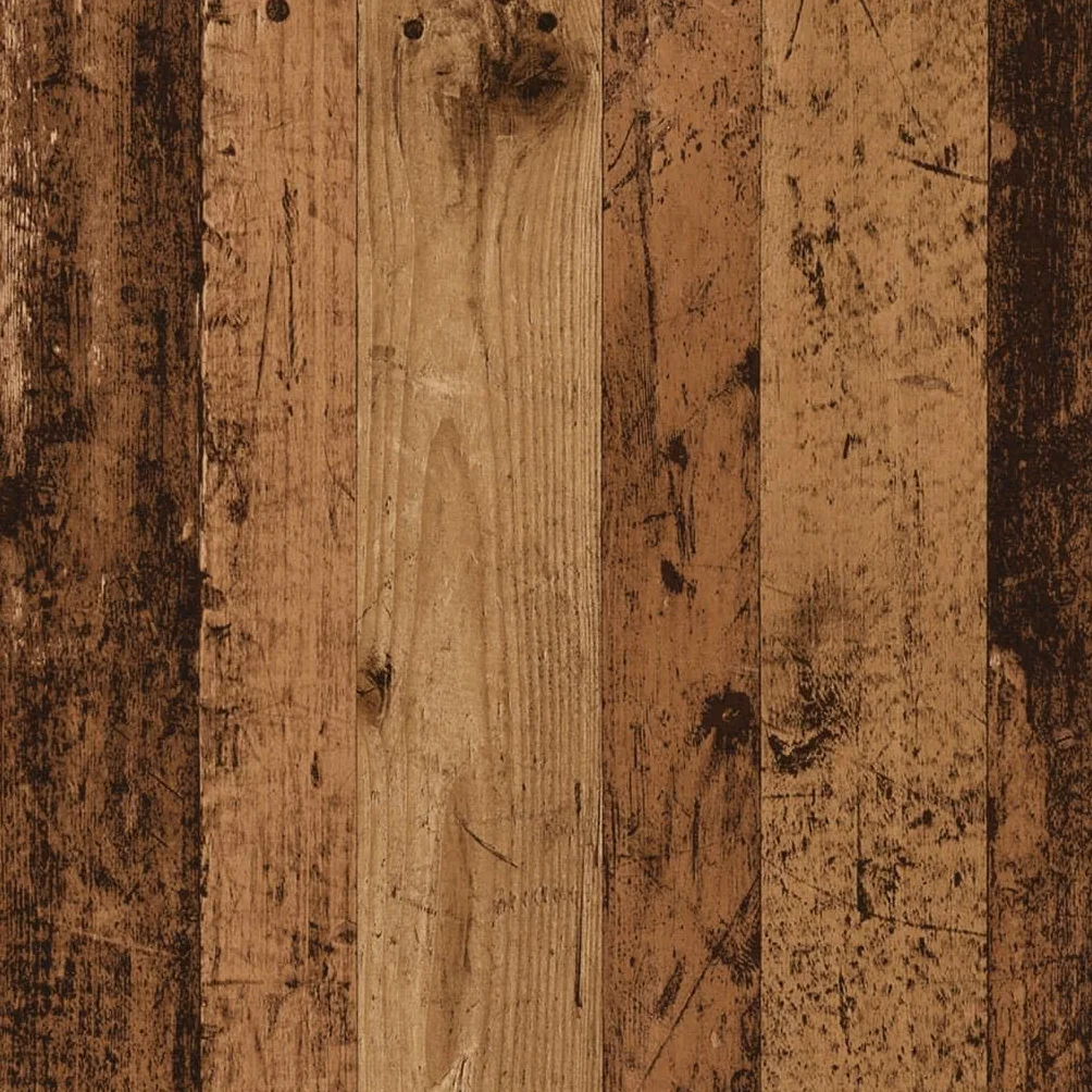Cornice per Camino Design Rustico 90x30x90 cm Truciolato Legno Antico Supporto Fiamma LED