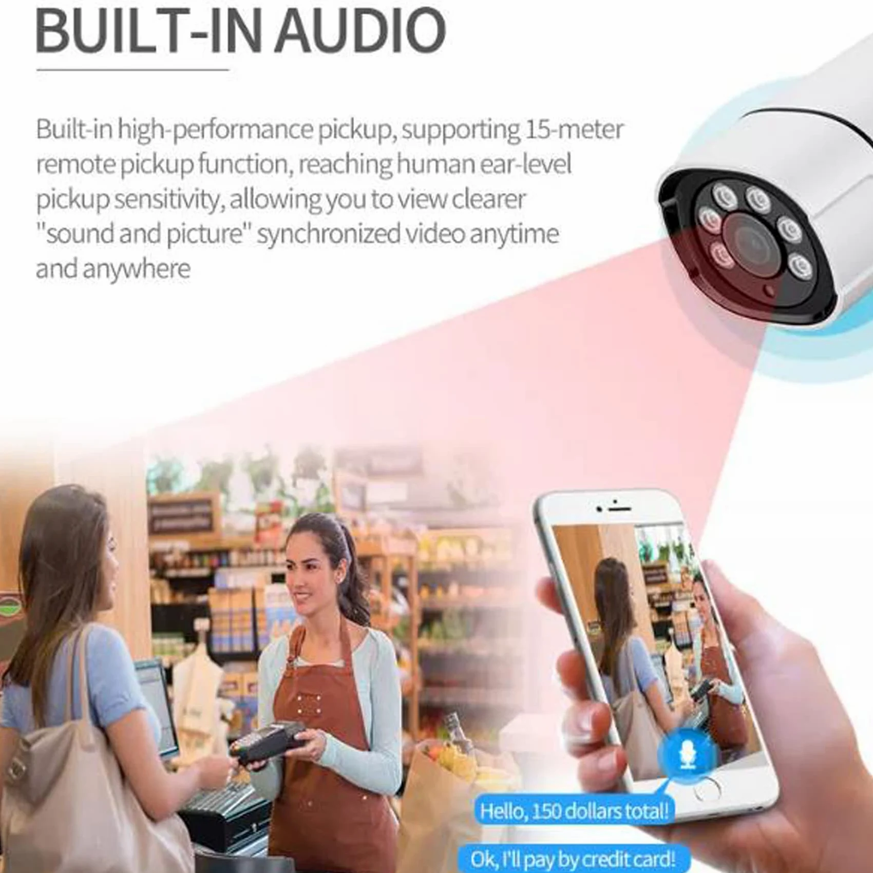 Sistema di telecamere di sicurezza domestica wireless WiFi da 5 MP con 4 telecamere, kit di videosorveglianza 2K HD per esterni con audio, rilevamento del movimento, visualizzazione remota