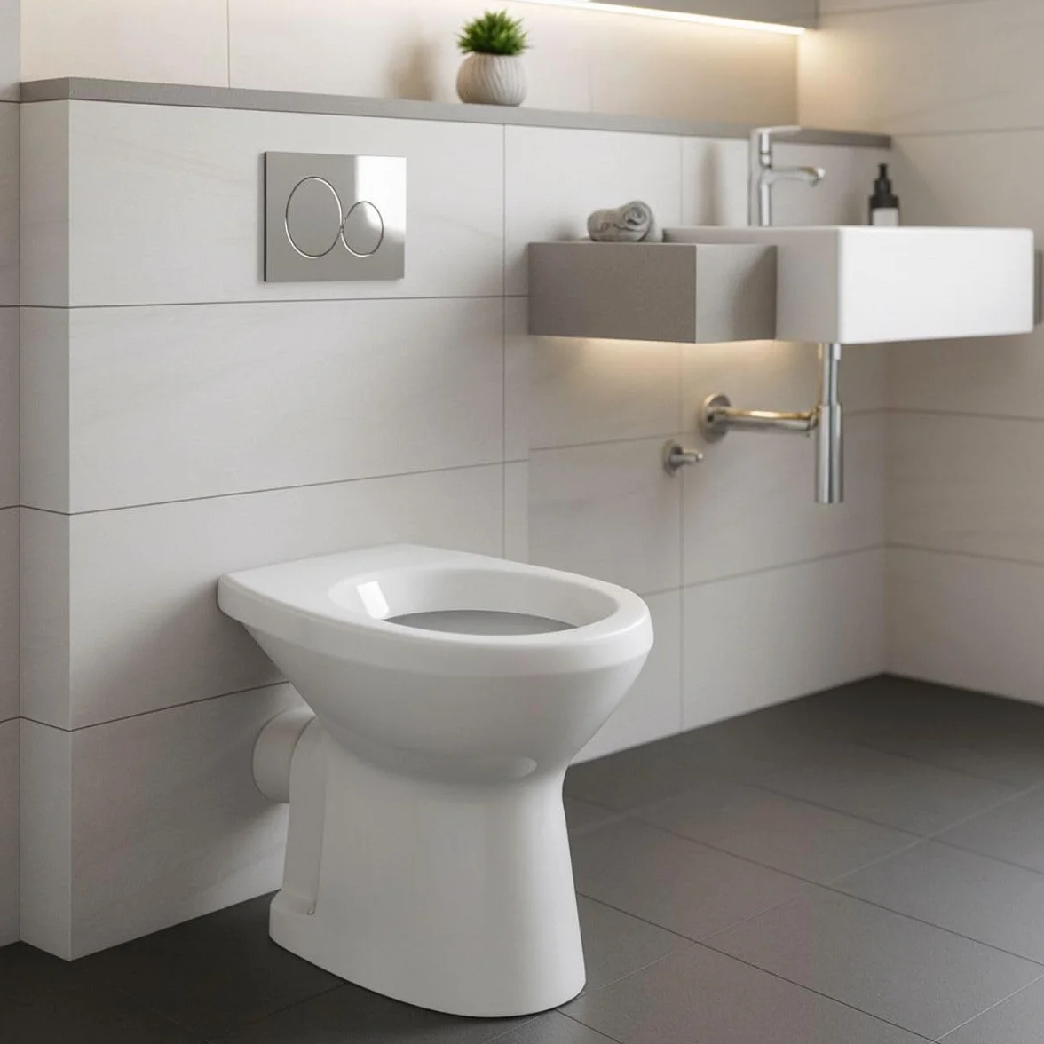 Vaso wc a terra in ceramica bianca serie Elite con scarico a parete