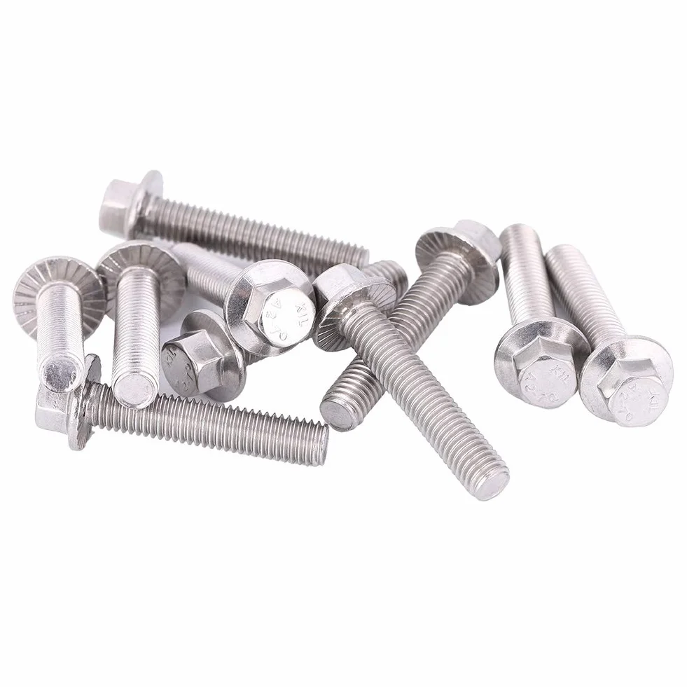 Walfront Viti a Flangia Esagonale M8 Acciaio Inossidabile 304, 10 Pezzi, M8 x 40 mm