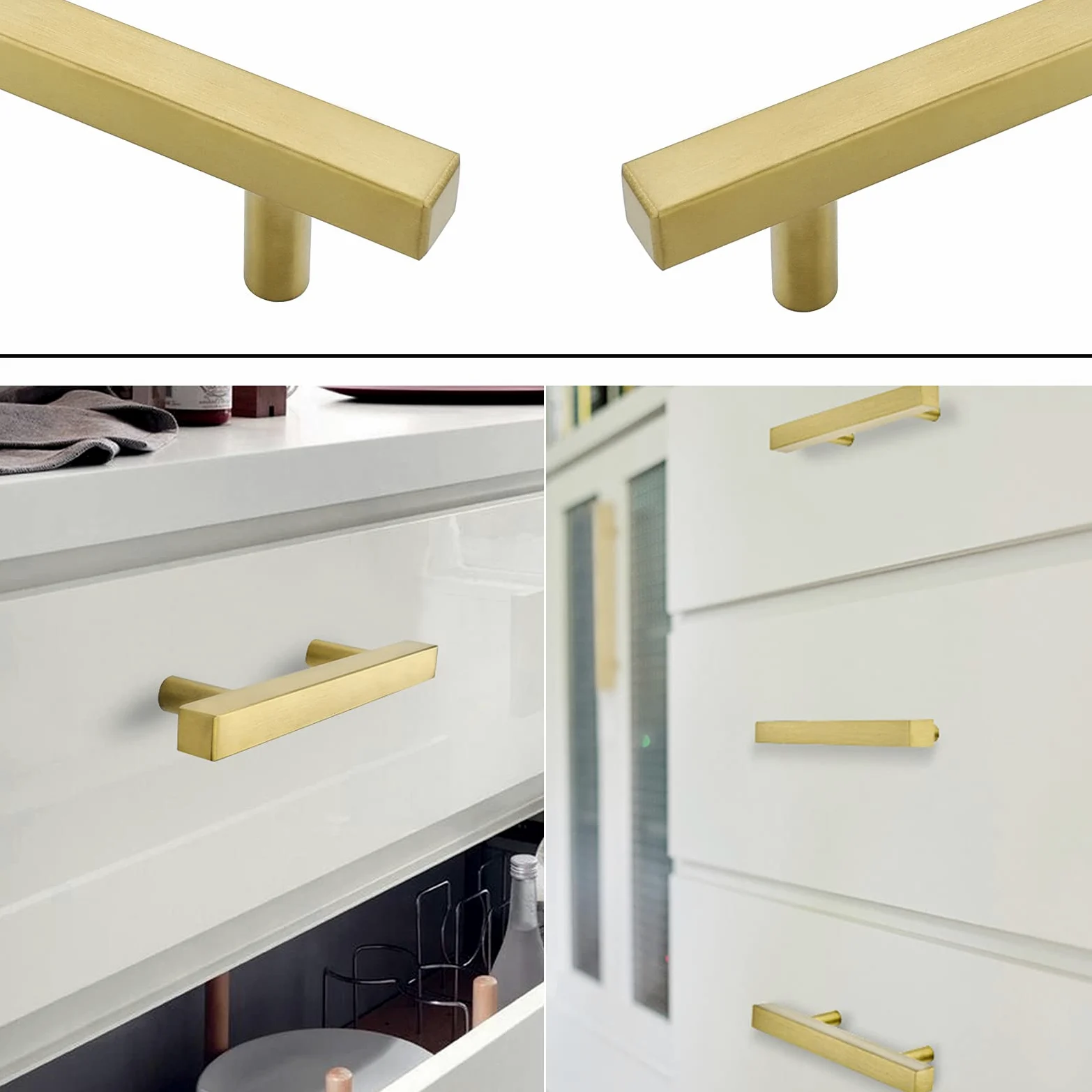 Goldenwarm 10 Pezzi Maniglie Armadio Maniglie Oro Maniglie Ottone -LS1212GD256 Maniglie per Mobili Vintage Maniglie per Mobili Antichi Maniglie Armadio Maniglie Cameretta Maniglie Cucina 256mm