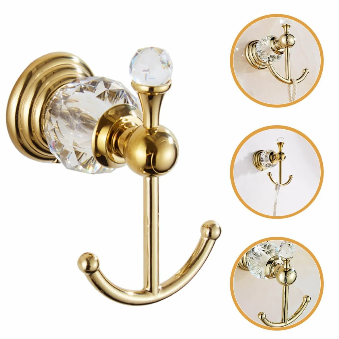 Housoutil Gancio da Parete Dorato per Asciugamani e Cappelli Gancio Portaoggetti in Metallo Robusto e Decorativo Salvaspazio per Bagno e Ingresso Supporto per Accappatoi e Abiti