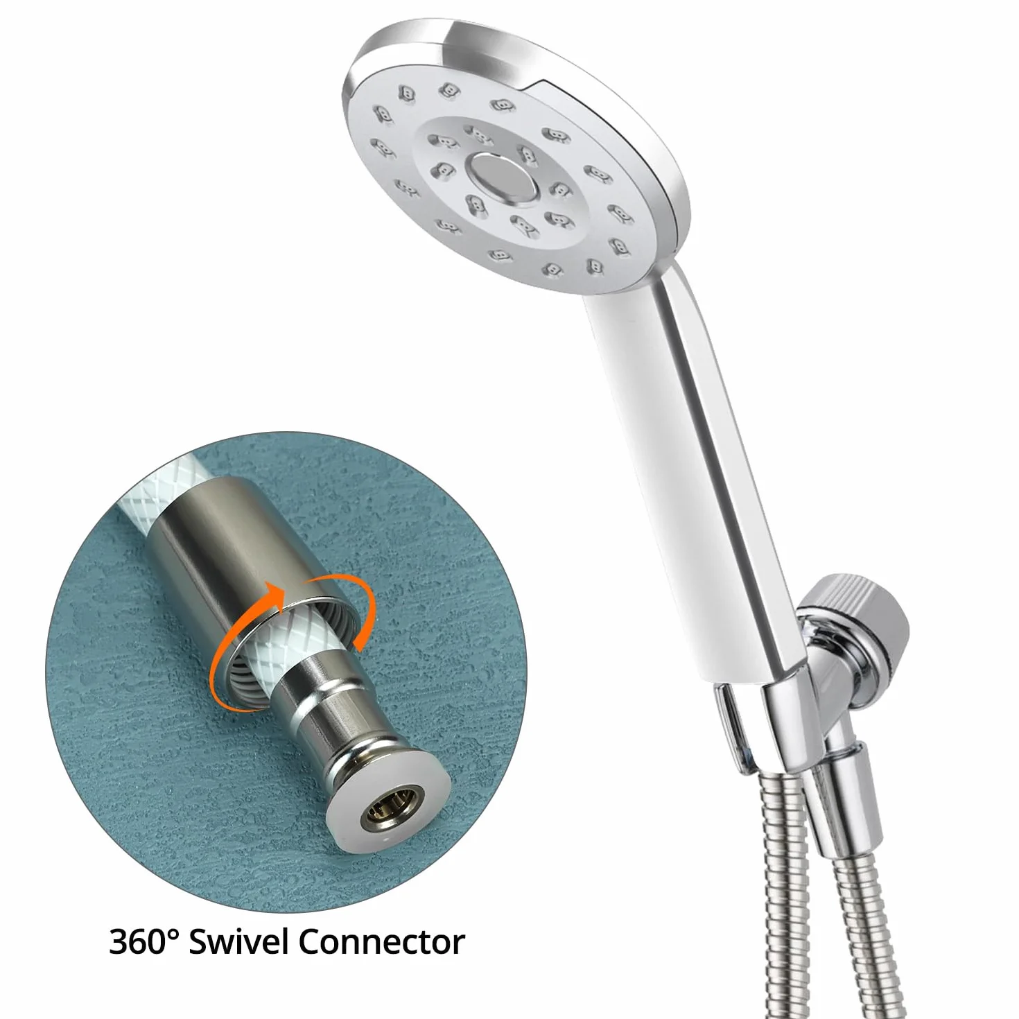 QWORK® tubo doccia in PVC da 3 m, doccia ad alta pressione antipiega, tubo di ricambio a prova di perdite per rubinetti da bagno