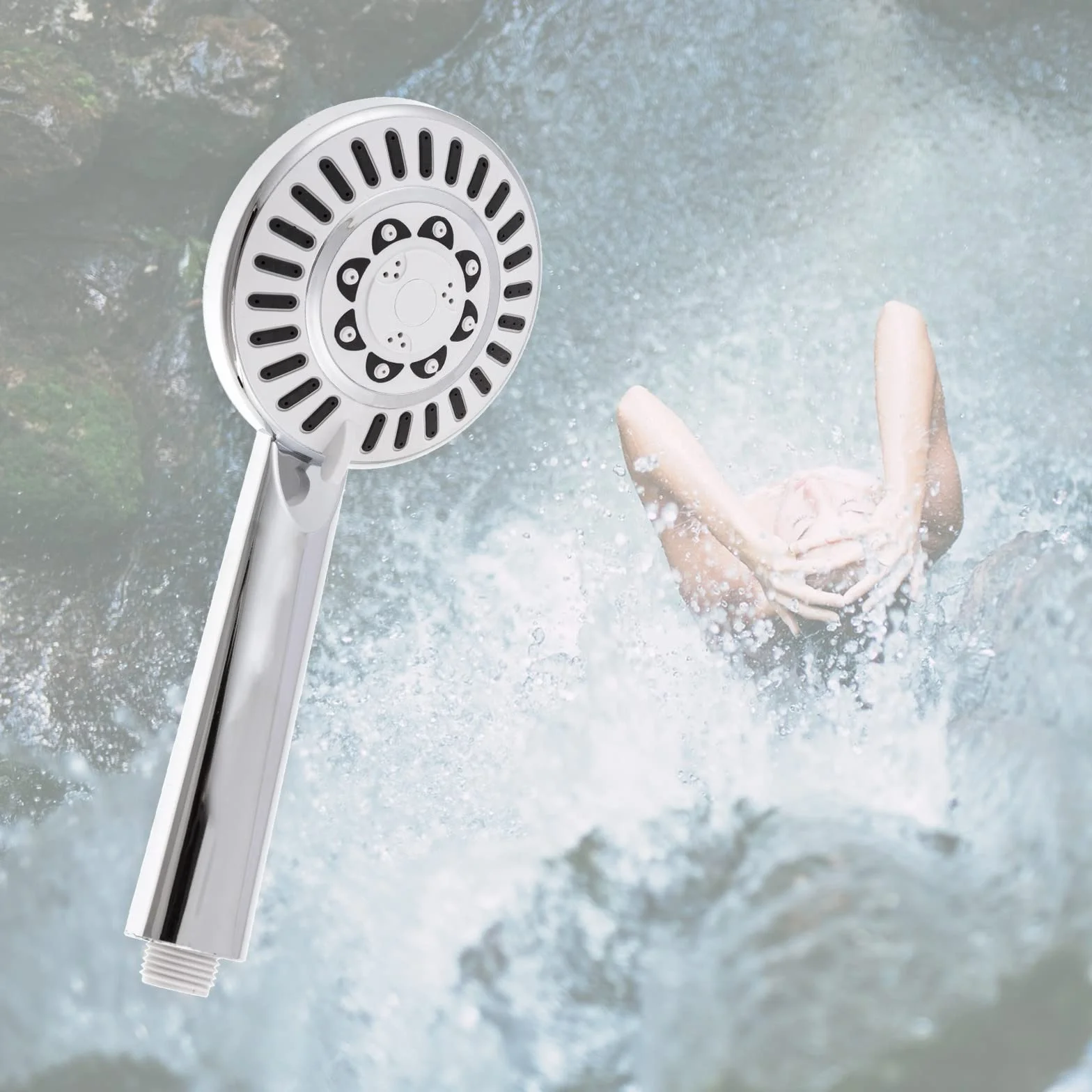Soffione Multifunzionale+Tubo Doccia Universale 3 Modelli di Uscita,Ugello in Silicone Resistente al Calcare e Allo Sporco,Finitura Cromata,Facile da Installare e Pulire (Tre Marce-06605)