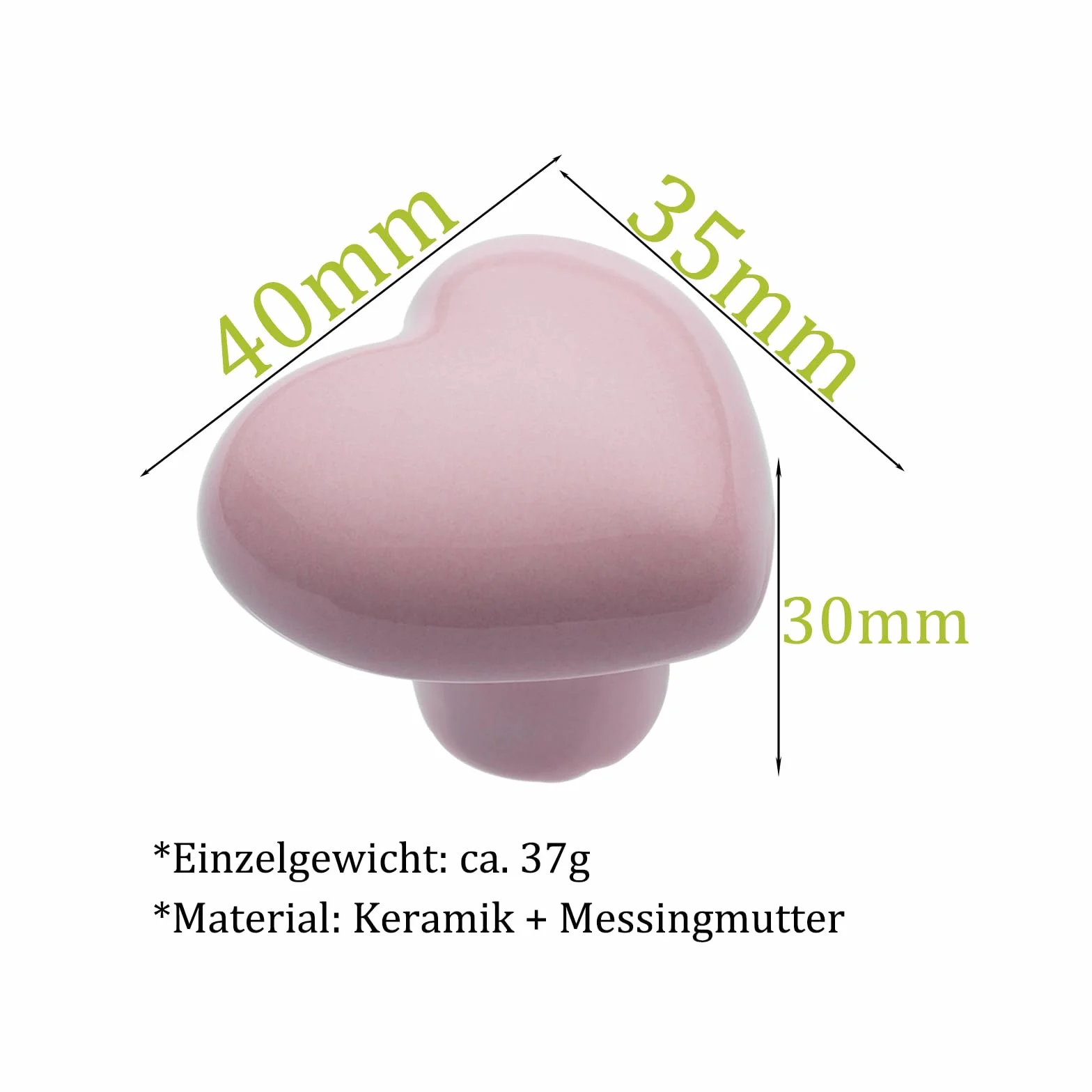 NAKUPENDA 6 szt. Ceramiczne Uchwyty do Szuflad w Kształcie Serca Różowe