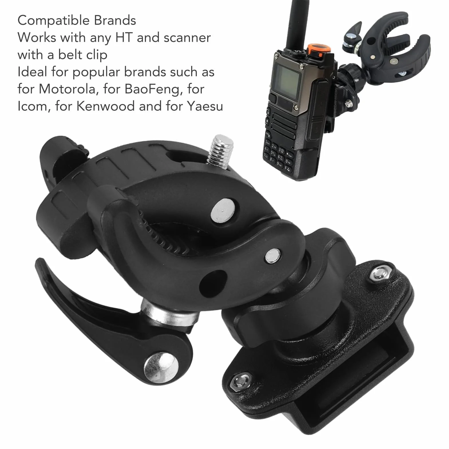 Supporto Per Walkie-talkie Per Moto, Radio Bidirezionale Per Bici, Supporto Per Bici, Morsetto Radio Portatile Regolabile Per Radio Bidirezionale, Nero