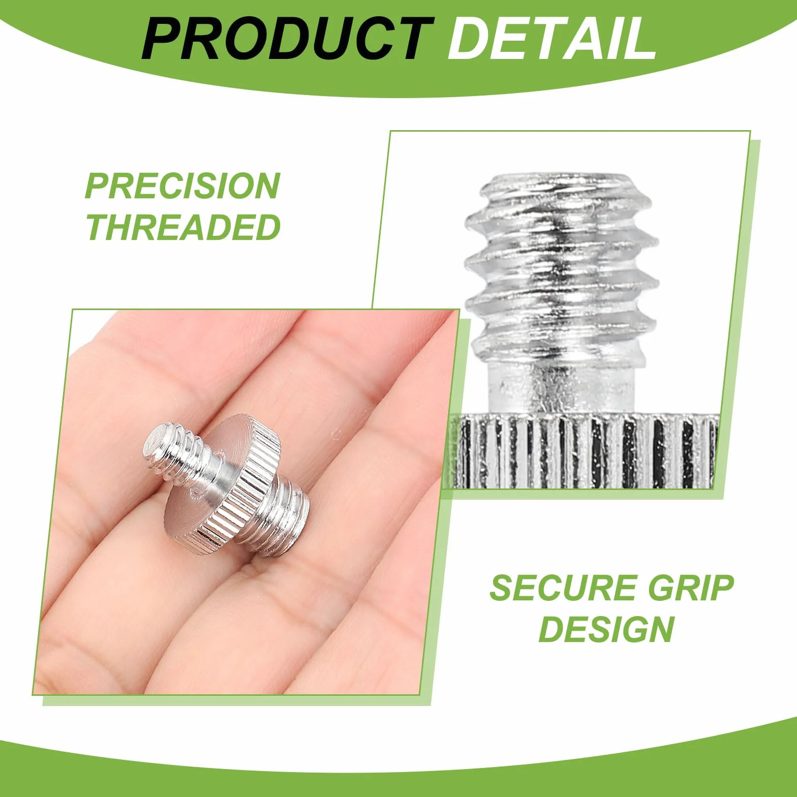 PATIKIL Adattatore Filettato Da 3/8" Maschio A 1/4" Maschio Per Treppiede Fotocamera, 2 Pezzi Adattatore Convertitore Per Microfono Treppiede Monopiede Testa A Sfera Supporto Luce, Argento