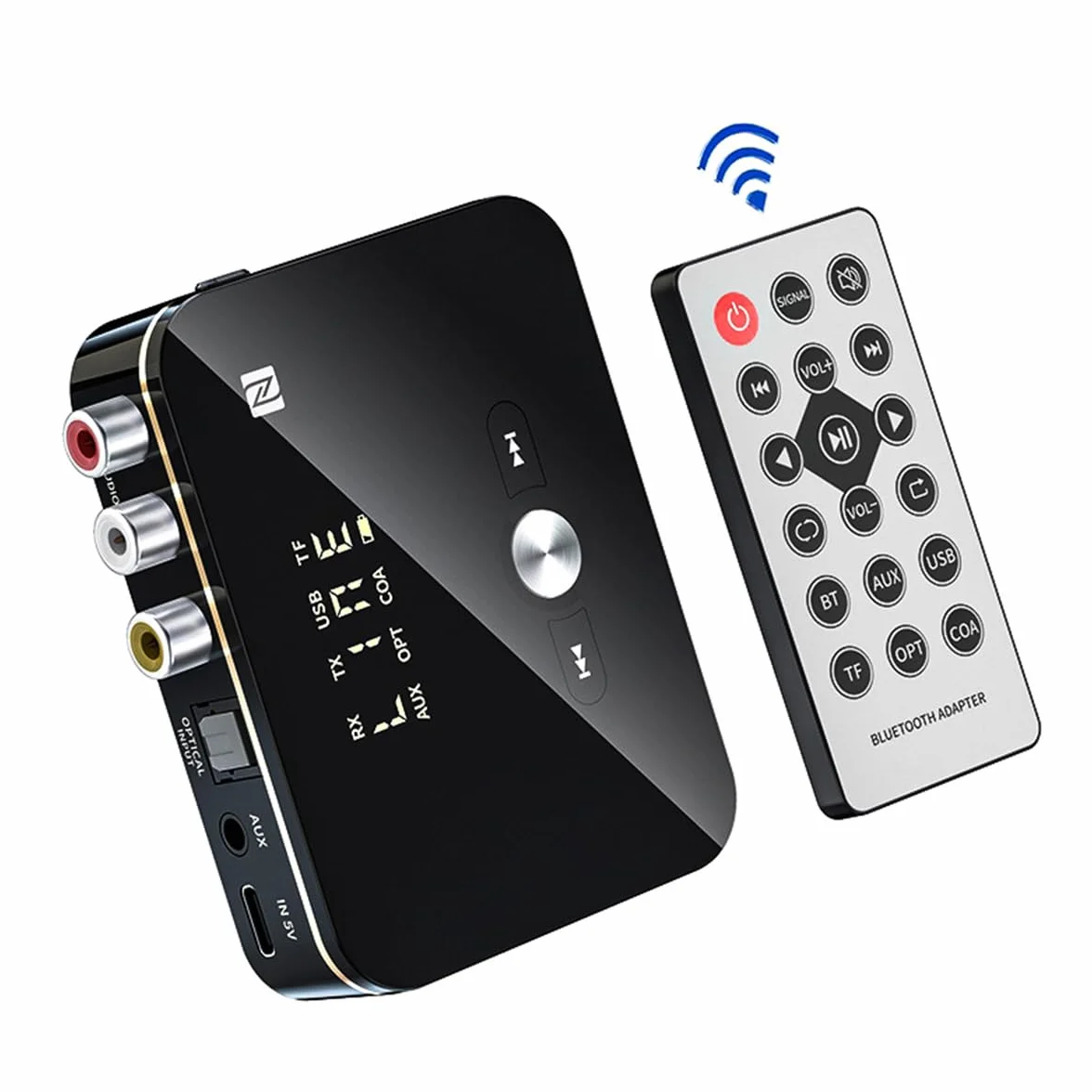 Adattatore Bluetooth 2 in 1 Trasmettitore Bluetooth 5.0 + Ricevitore Bluetooth Portatile e Ricaricabile Sei Interfacce AUX RCA Digitale Ottico/Coassiale USB/TF Supporto NFC con Telecomando