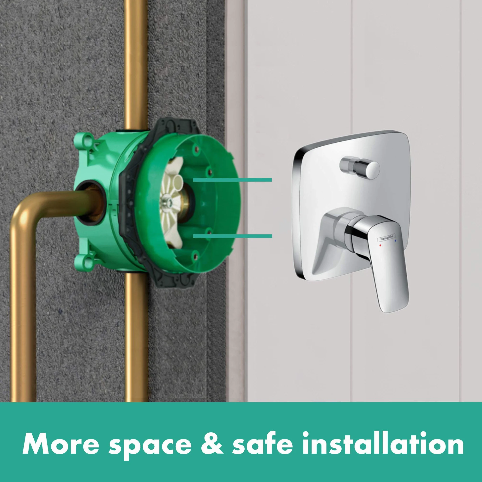 hansgrohe Logis - Rubinetto per vasca da bagno incasso per 2 utenze, Miscelatore monocomando per vasca per iBox universal, cromo, 71405000