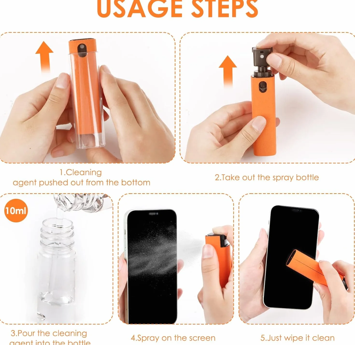 Pulitore schermo 5 pezzi, All in One Screen Cleaner senza liquido, Reusable Display Cleaner, set di pulizia per display auto, smartphone tablet