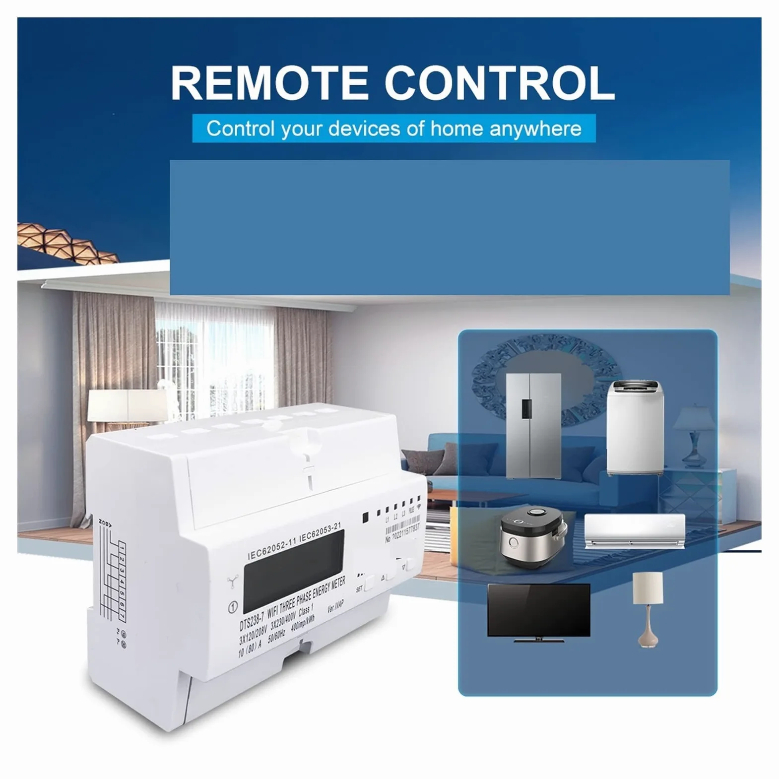 Contatore Energia Elettrica, 3 Phase 80A Tuya Smart Contatore di energia bidirezionale Timer Consumo energetico Monitor KWh Interruttore Wattmetro, Facile da Installare