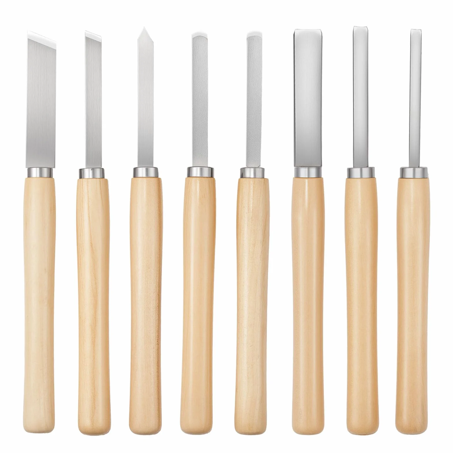 VEVOR Set di Utensili per Tornitura per Legno 8 pezzi, Set di Scalpelli per Tornio Lama in Acciaio al Carbonio, Strumenti per Tornitura Lavorazione del Legno Fai da te