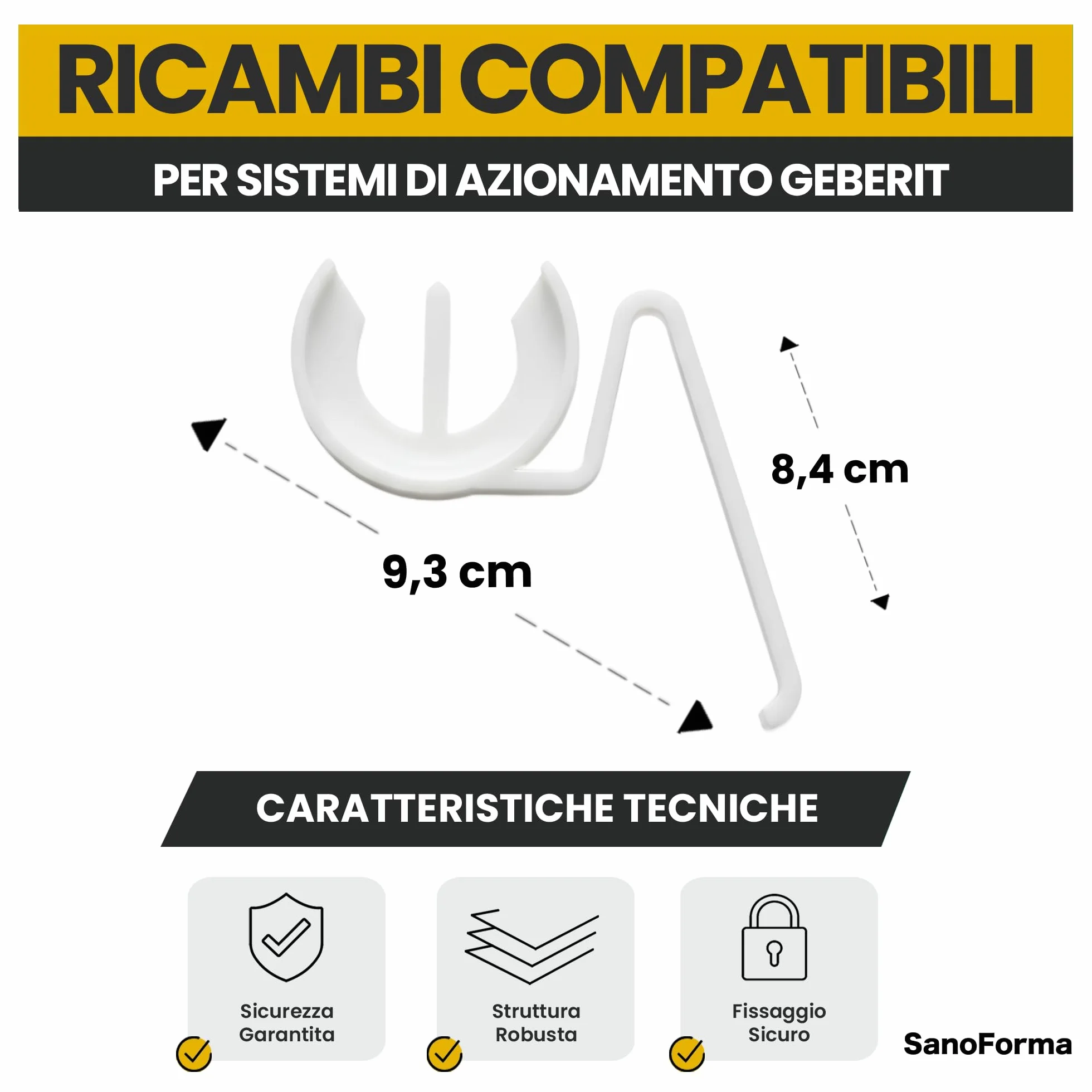 SANOFORMA Ricambio Molla di Sicurezza Compatibile con Geberit 81658091 816580931 Set 1 pezzo Made in Italy