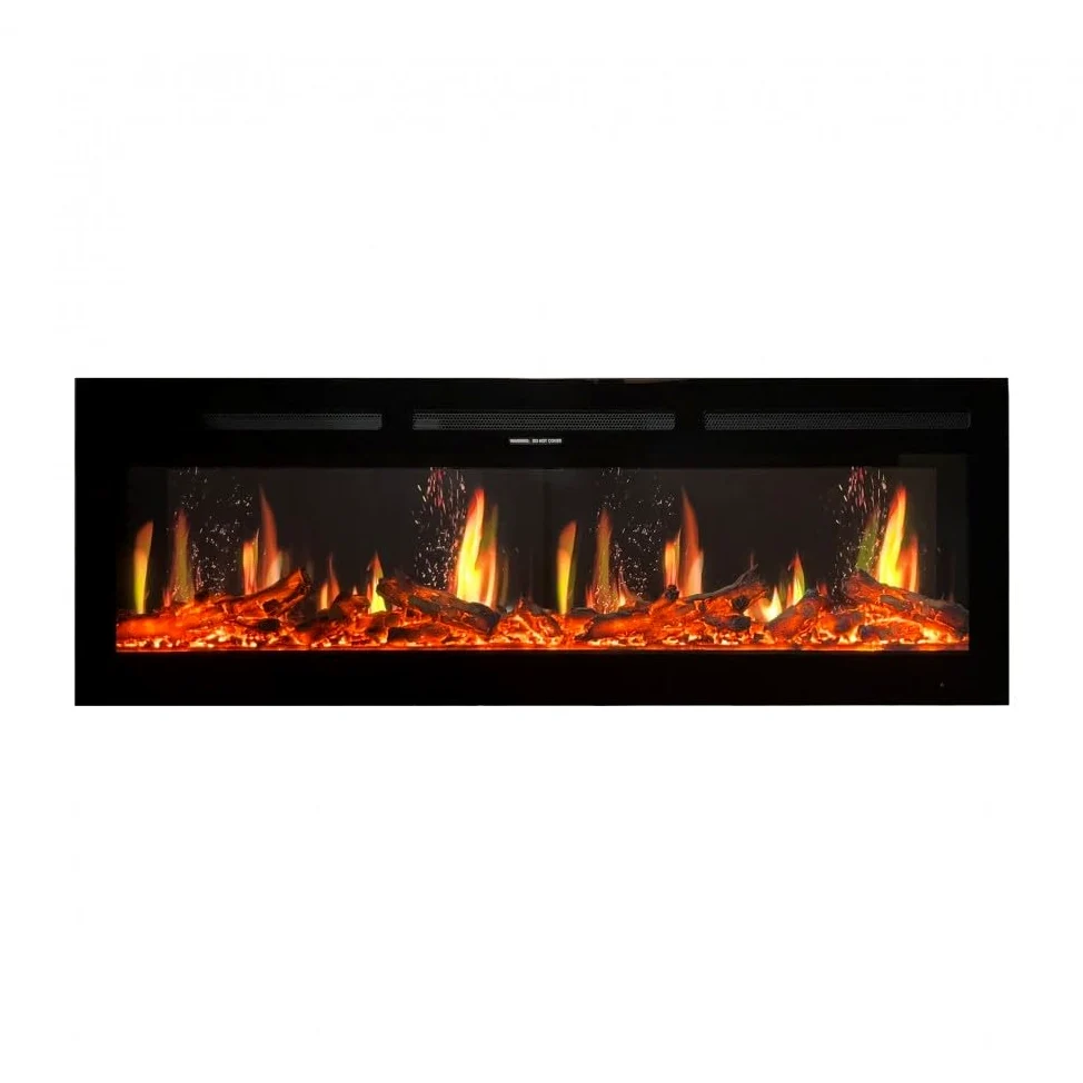 V-Art, camino elettrico da parete con schermo LCD, effetto fiamma realistico, 5 colori, stufa con tecnologia di visualizzazione delle fiamme 5D (127 cm)
