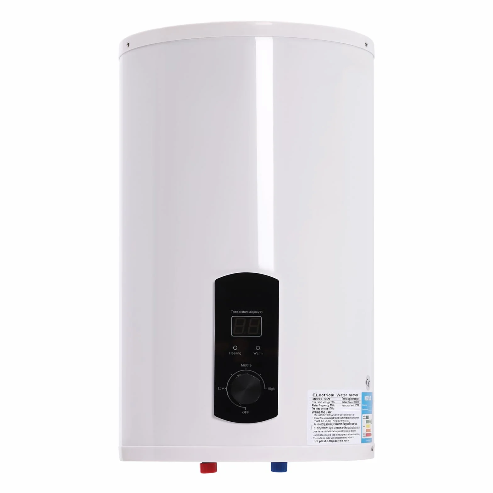 Serbatoio acqua calda da 30 litri, 2000 W, scaldabagno elettrico, scaldabagno, 25 – 75 °C, temperatura regolabile