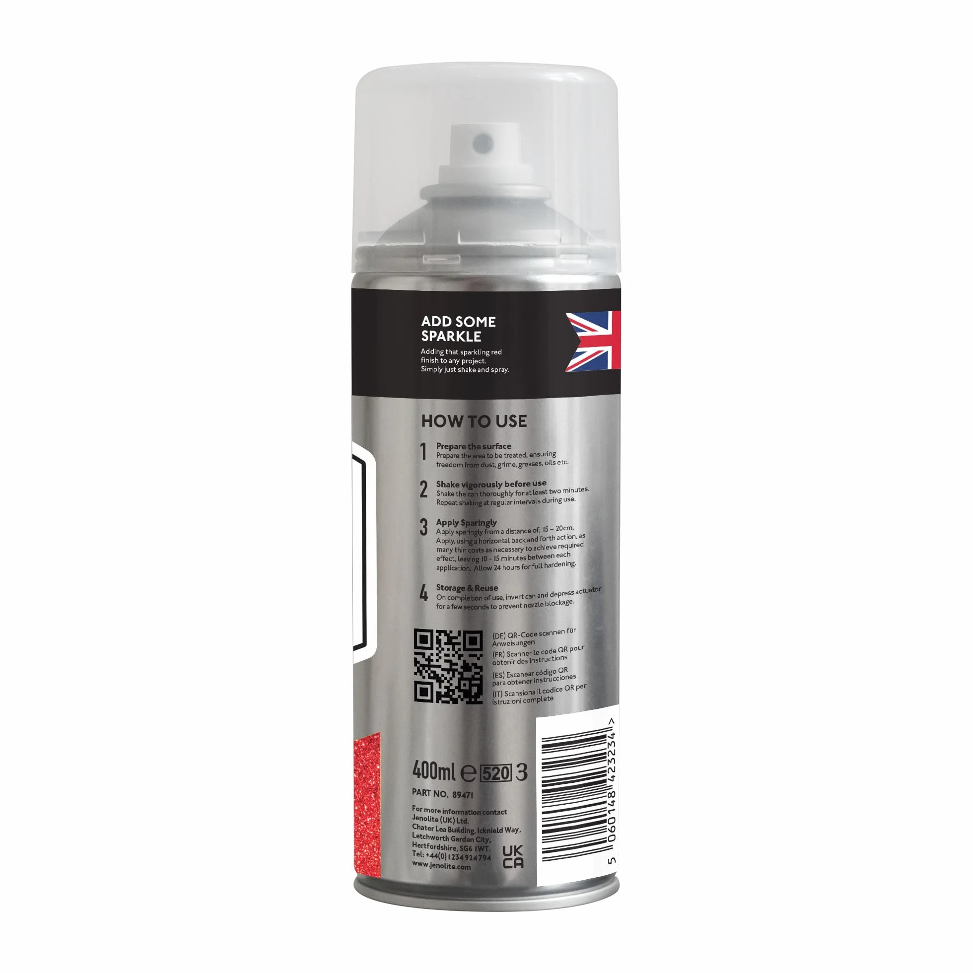 JENOLITE Vernice spray glitterata | ROSSO | 3 x 400ml | Vernice spray glitterata multisuperficie | Ideale per progetti artistici: perfetto per cornici, specchi, ornamenti e artigianato