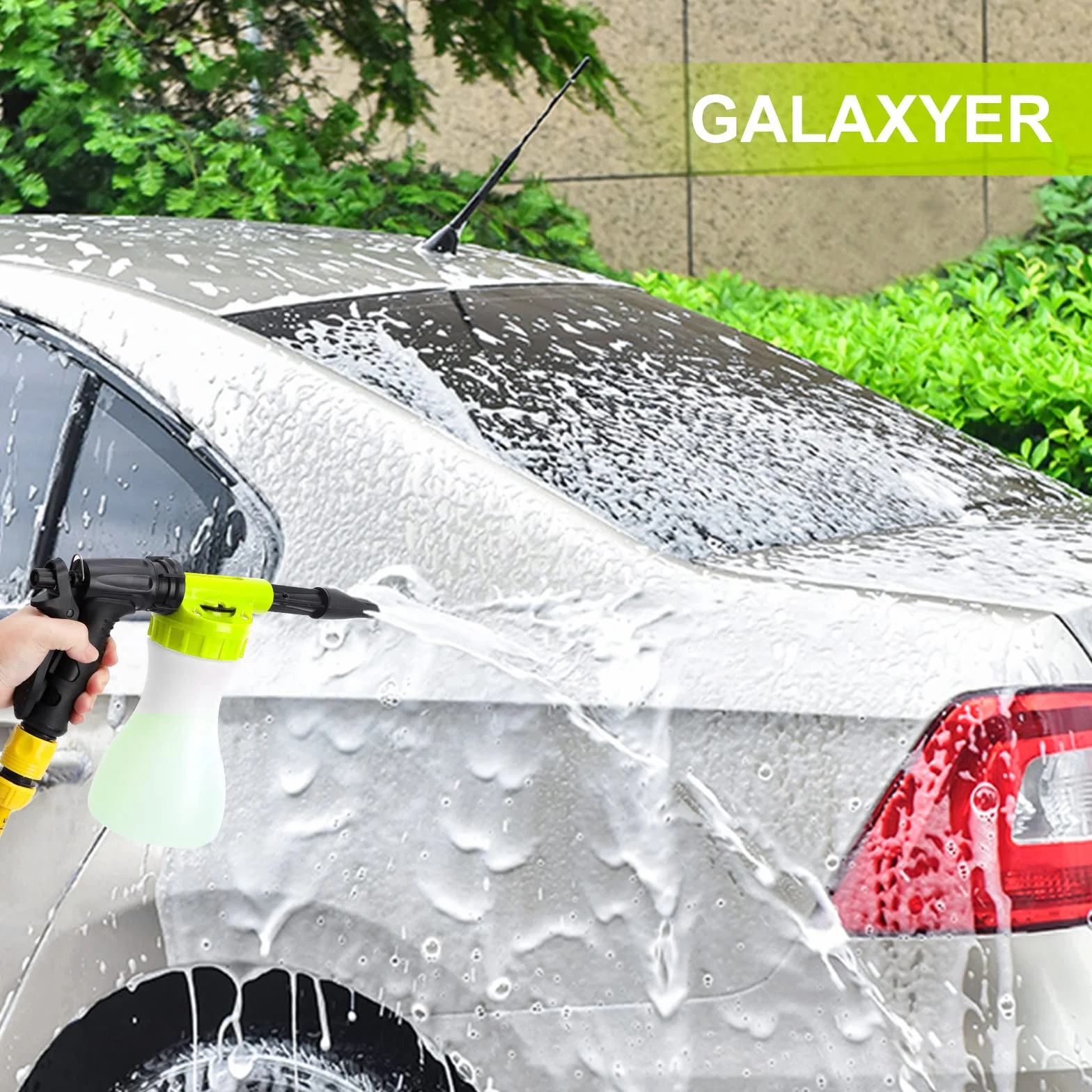 GALAXYER Pistola per Schiuma Da Neve Regolabile Da 900 ml, Lancia Schiuma Ollegamento Rapido Al Tubo Da Giardino, Attrezzi per Lavare Auto, Irrigare Case e Giardini