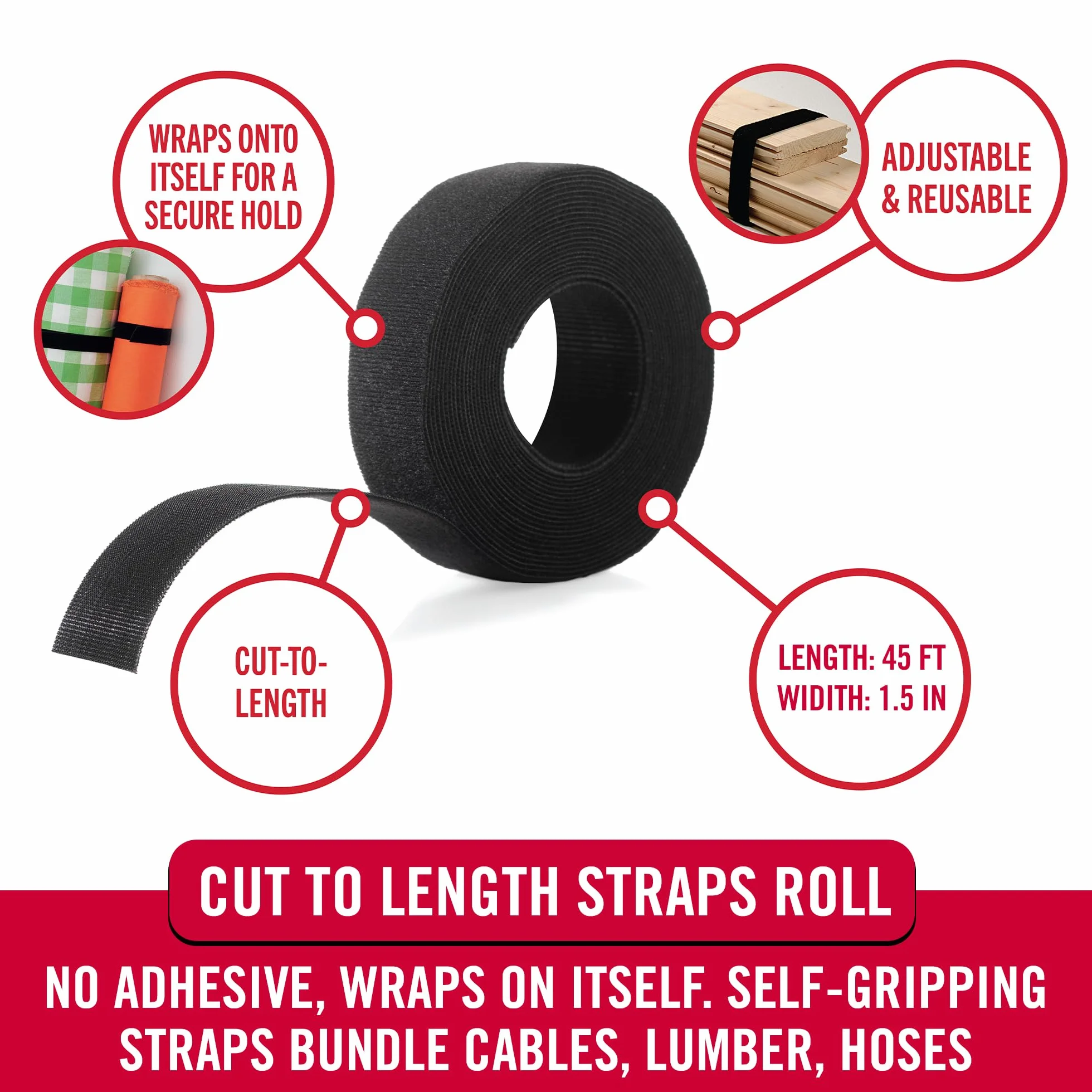 VELCRO Brand ONE-WRAP 91881 Rotolo su entrambi i lati 11,9 m x 3,8 cm nero