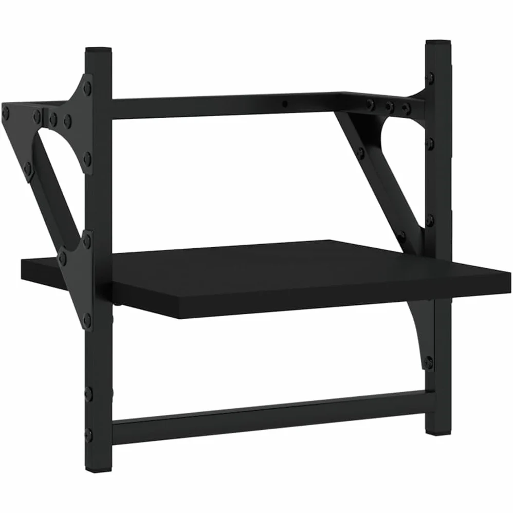 Scaffalature, mensole da parete e sporgenze, mensole da parete con barre, 2 pezzi, nero, 30 x 25 x 30 cm