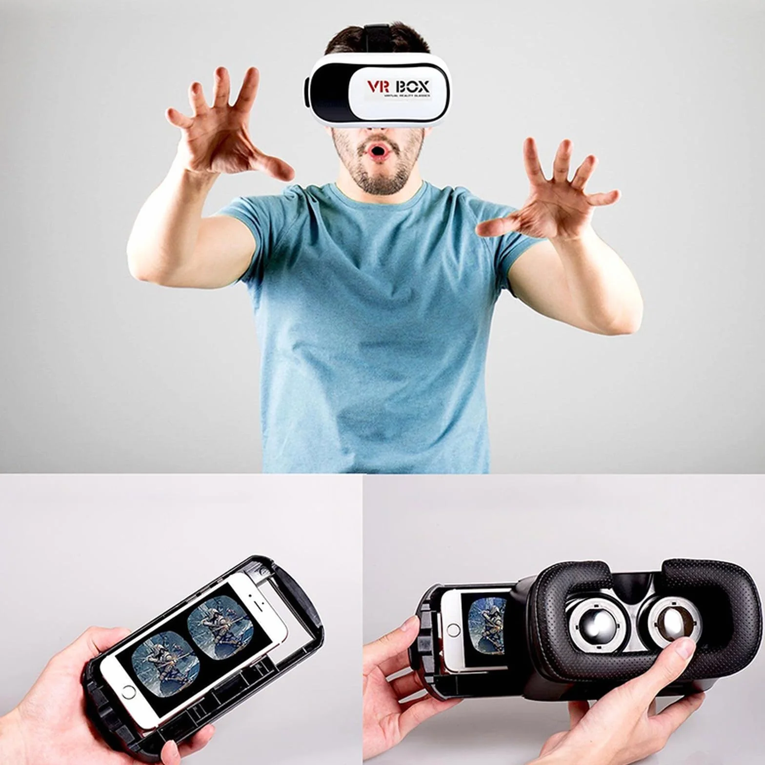 Retoo Occhiali VR 3D Visore di Realtà Virtuale per Giochi, Film su Smartphone da 3,5-6,3 Pollici con Telecomando e visore a 360°, Occhiali visori VR compatibili con Android, iPhone, Samsung, Moto, LG