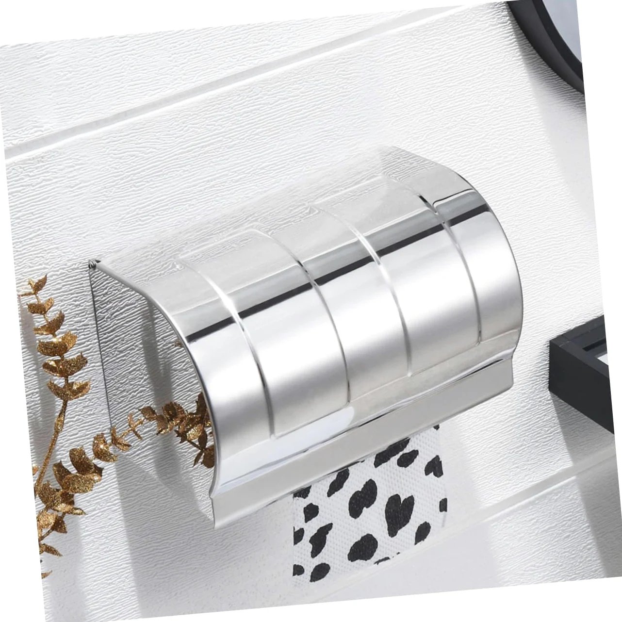 PRETYZOOM Porta Carta senza Fori in Acciaio Inox 304 Igienica da Parete Scatola Semplice Facile da Lavare per Bagno