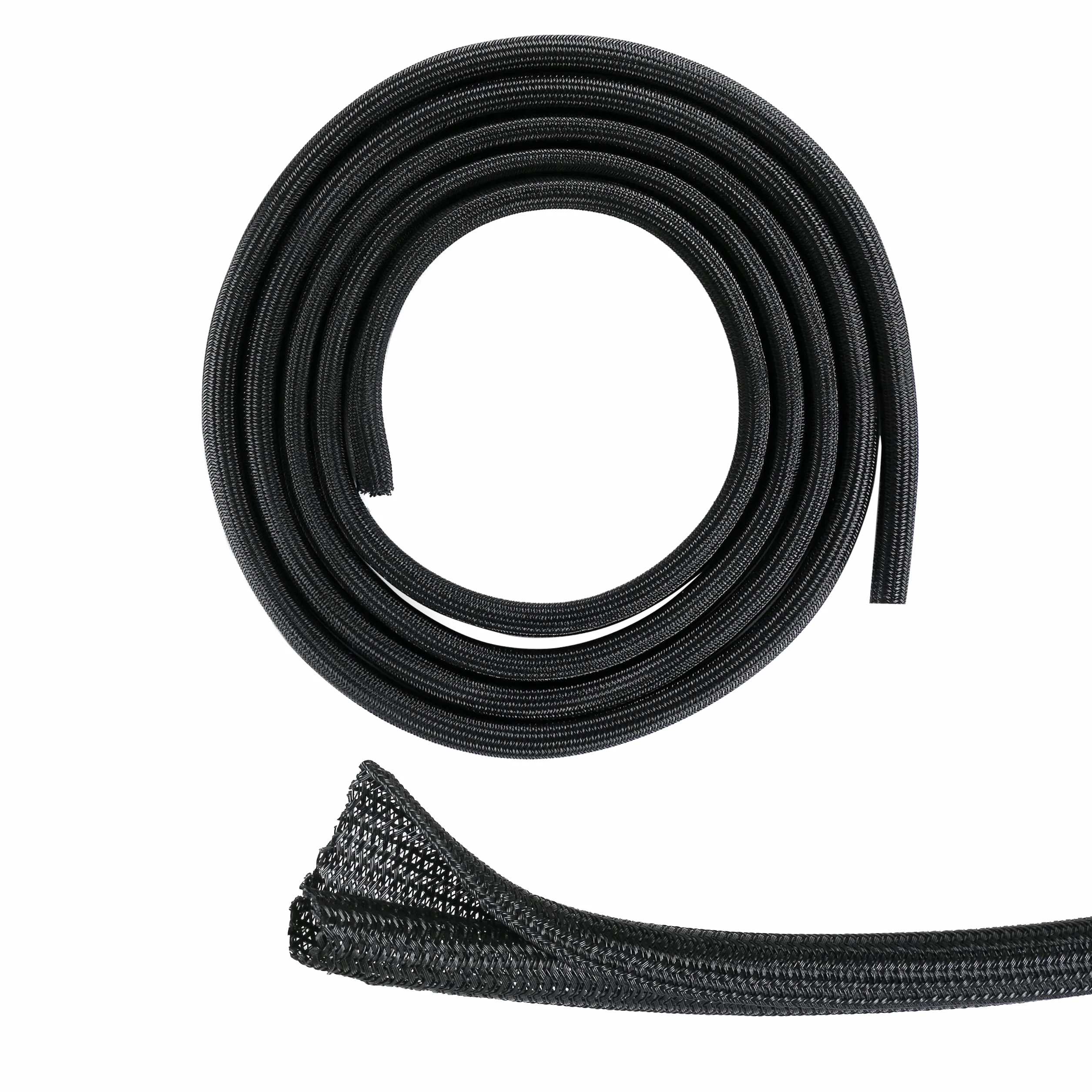 Guaina per Cavi a Chiusura Automatica 3 m, Diametro 12-20 mm, Raccogli Cavi Intrecciati Nero