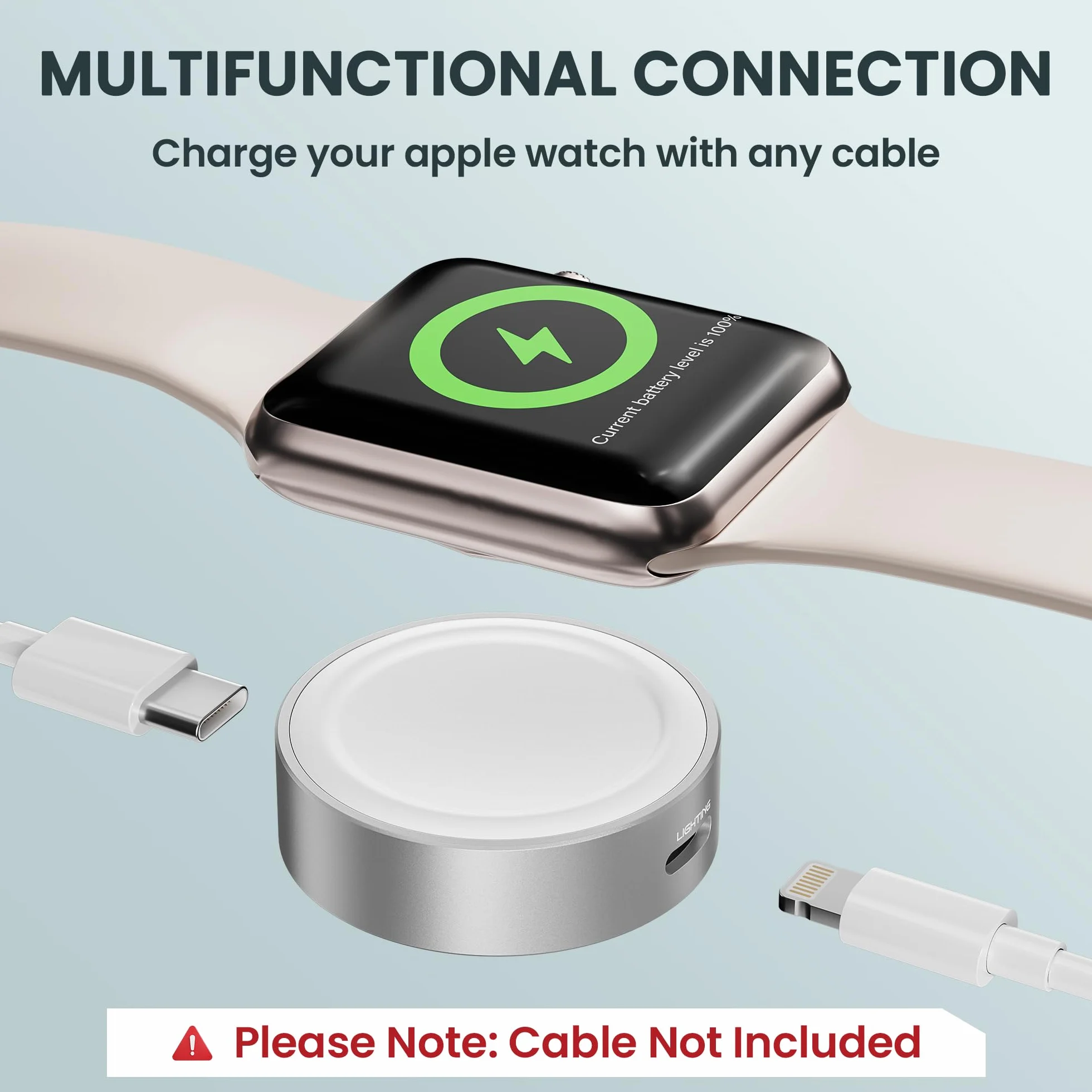 RUXELY Caricatore Magnetico 5W per Apple Watch,Doppia Porta (Riutilizzare il Cavo Ricarica USB C/i/Phone) Caricabatterie Wireless iWatch Portatile per Tutte le Serie Apple Watch 11 10 9 8 6,Ultra 3,SE