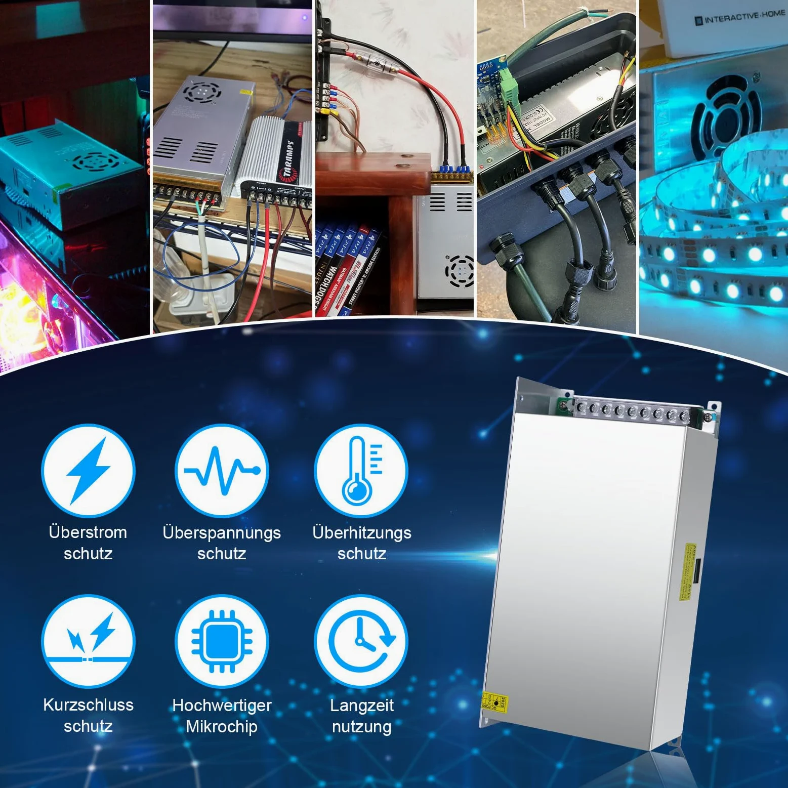 LightingWill Alimentatore di rete, 12 V, 50 A, 600 W, trasformatore LED, trasformatore AC 230 V a DC 12 Volt, adattatore trasformatore per strisce LED, stampante 3D, CCTV, illuminazione a LED