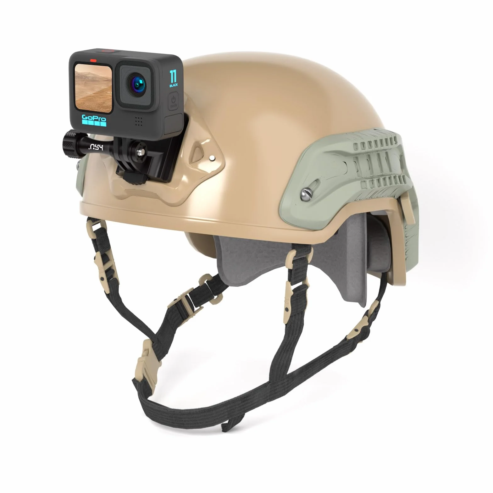 HSU Adattatore in alluminio per montaggio su casco NVG per GoPro Hero 11/10/9/8/7/6/5/4/3 e la maggior parte delle videocamere d'azione