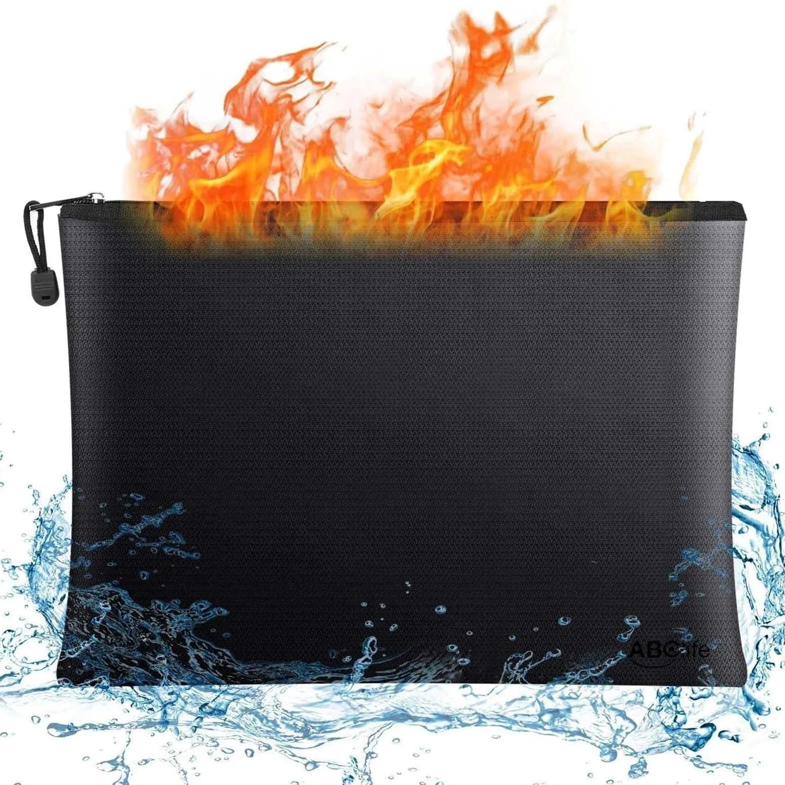 2 pezzi Borsa portadocumenti ignifuga Borsa portasoldi impermeabile Borsa portaoggetti ignifuga con cerniera Portadocumenti per Documenti Passaporto(M)