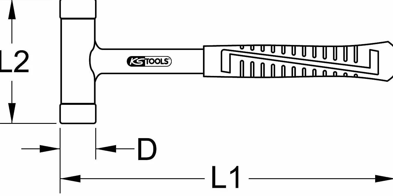 KS Tools Mazzuola Antirimbalzo 590 G 295 mm con Manico Tubolare in Acciaio e Teste Intercambiabili
