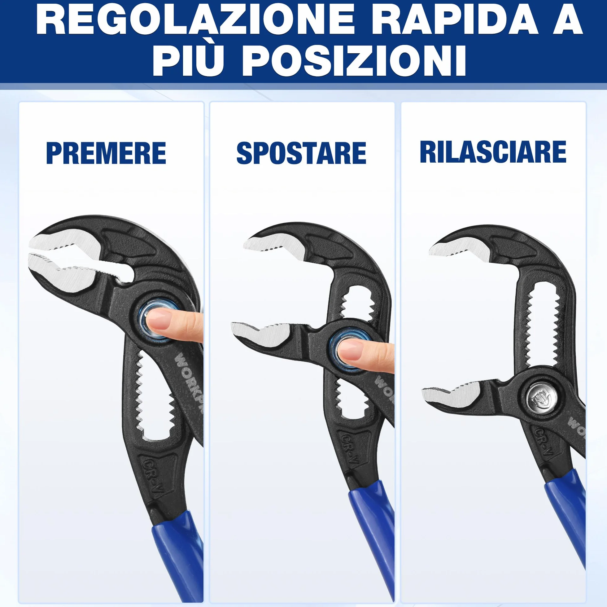 WORKPRO Pinza Regolabile 12,7 cm, Ganascia a V, Pinza per Pompa Acqua 25 mm, Blocco Rapido