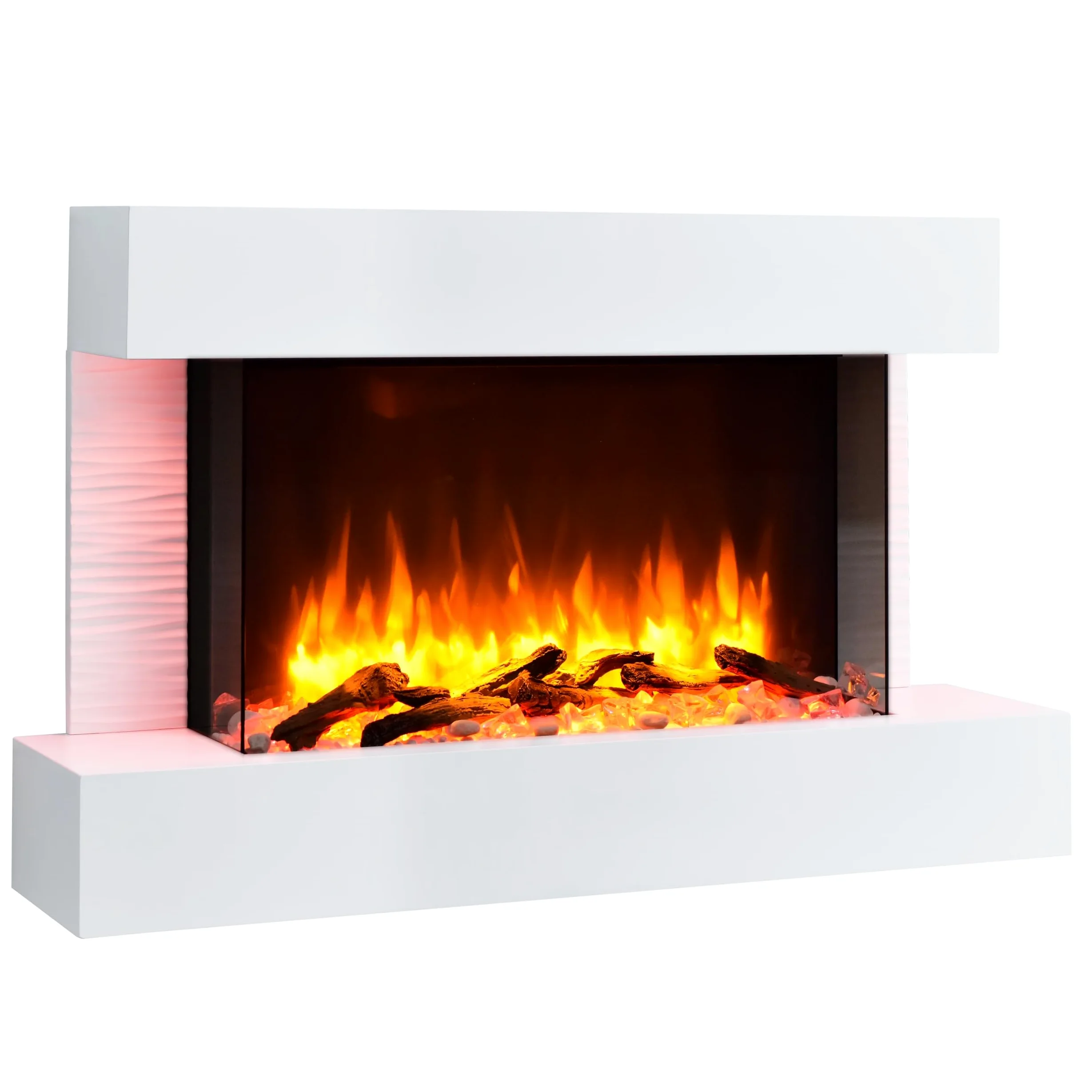 BALDERIA Camino elettrico Aidan, camino elettrico con effetto fiamma 3D, riscaldamento elettrico 2000 W, illuminazione a LED, camino con telecomando, timer, controllo di avviamento e termostato