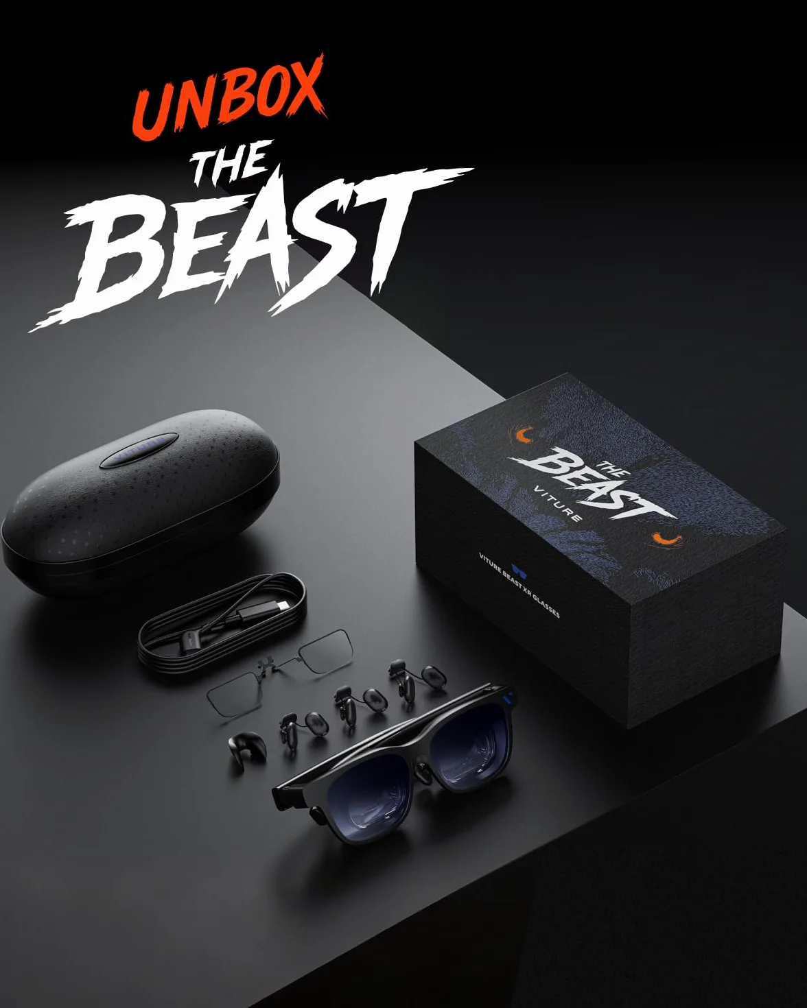 VITURE Beast Occhiali XR, 174” 1200p 58° FOV, VisionPair™ 3DoF Integrato, Oscuramento Dinamico, HARMAN Audio, Occhiali AR per iPhone/Android/Mac/PC/Switch 2 – I Più Grandi, Luminosi e Intelligenti