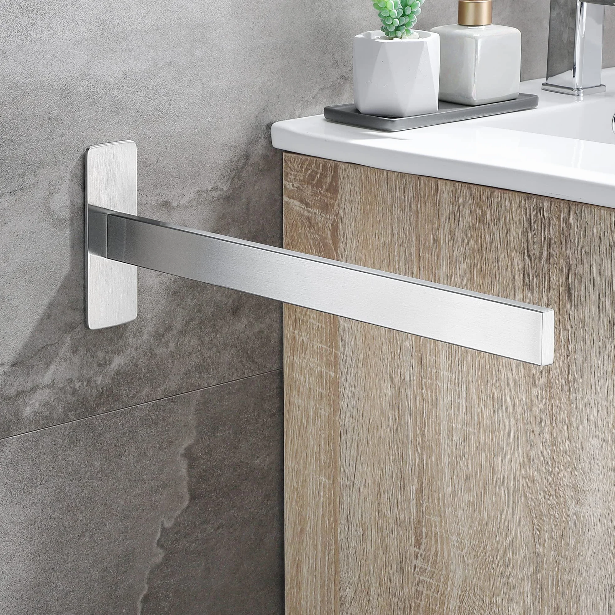 Porta Asciugamani Bagno Adesivo in Acciaio Inox 38 cm Argento Chrome
