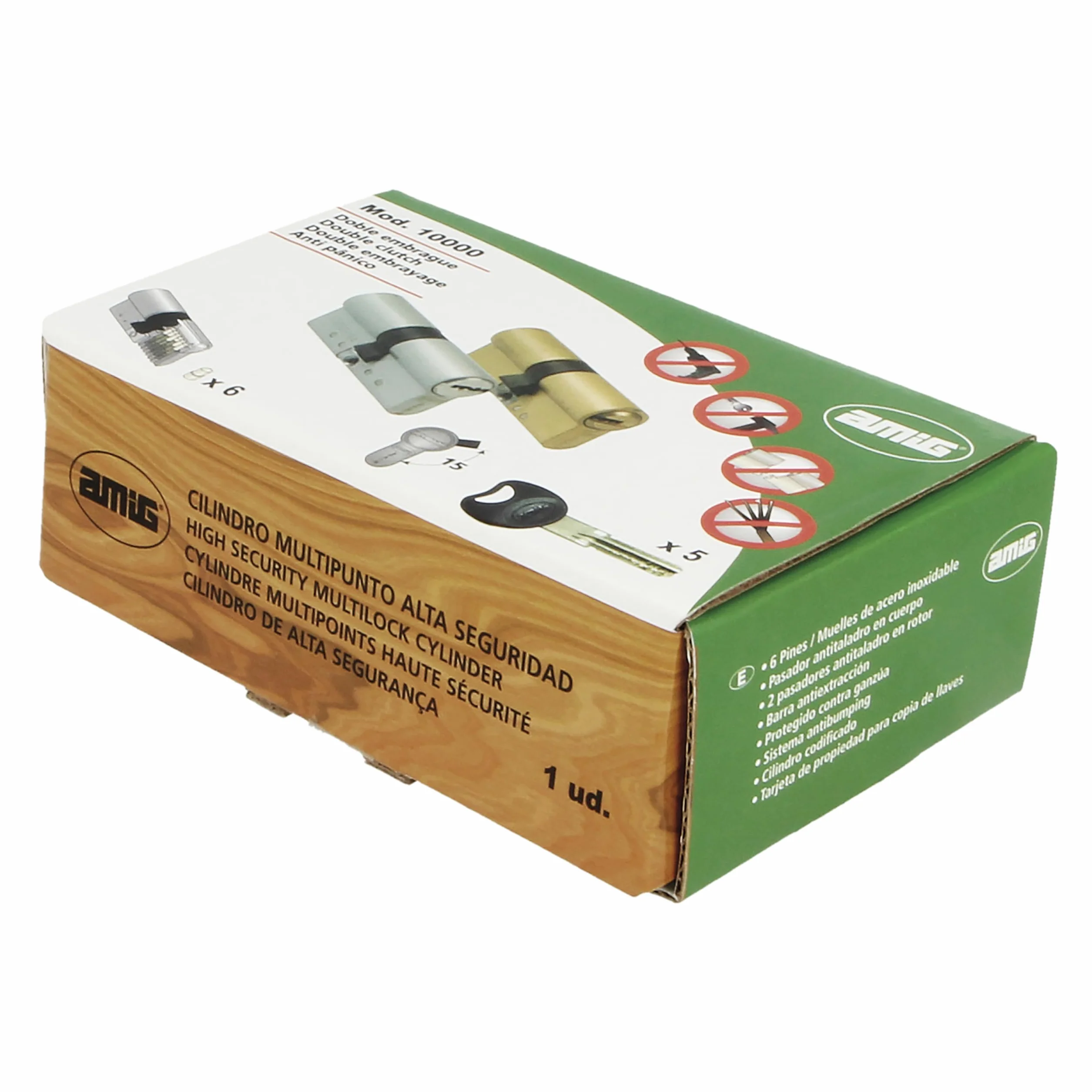 Amig - Cilindro di sicurezza con pomolo | Serratura per porte | Cilindro di Alta Sicurezza | Anti-picking e Anti-bumping | Include 5 chiavi | Cromato Satinato | Misure: 90 (45-45 mm)
