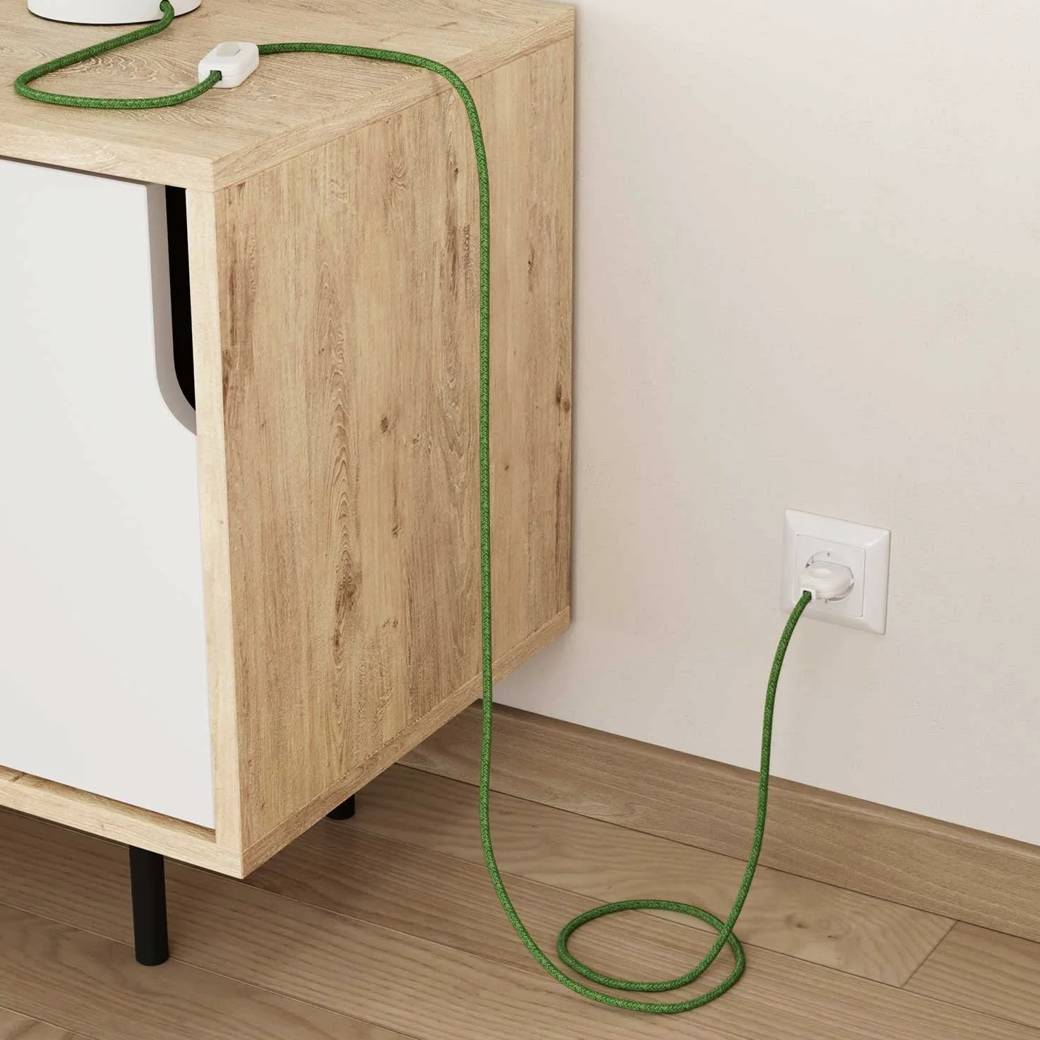 Creative-Cables L'originale cavo elettrico rivestito in tessuto 2 x 0,75 mm² (20 m, Pixel Verde Bronte RX08) – Rotondo, effetto seta – Sicurezza certificata, made in Italy